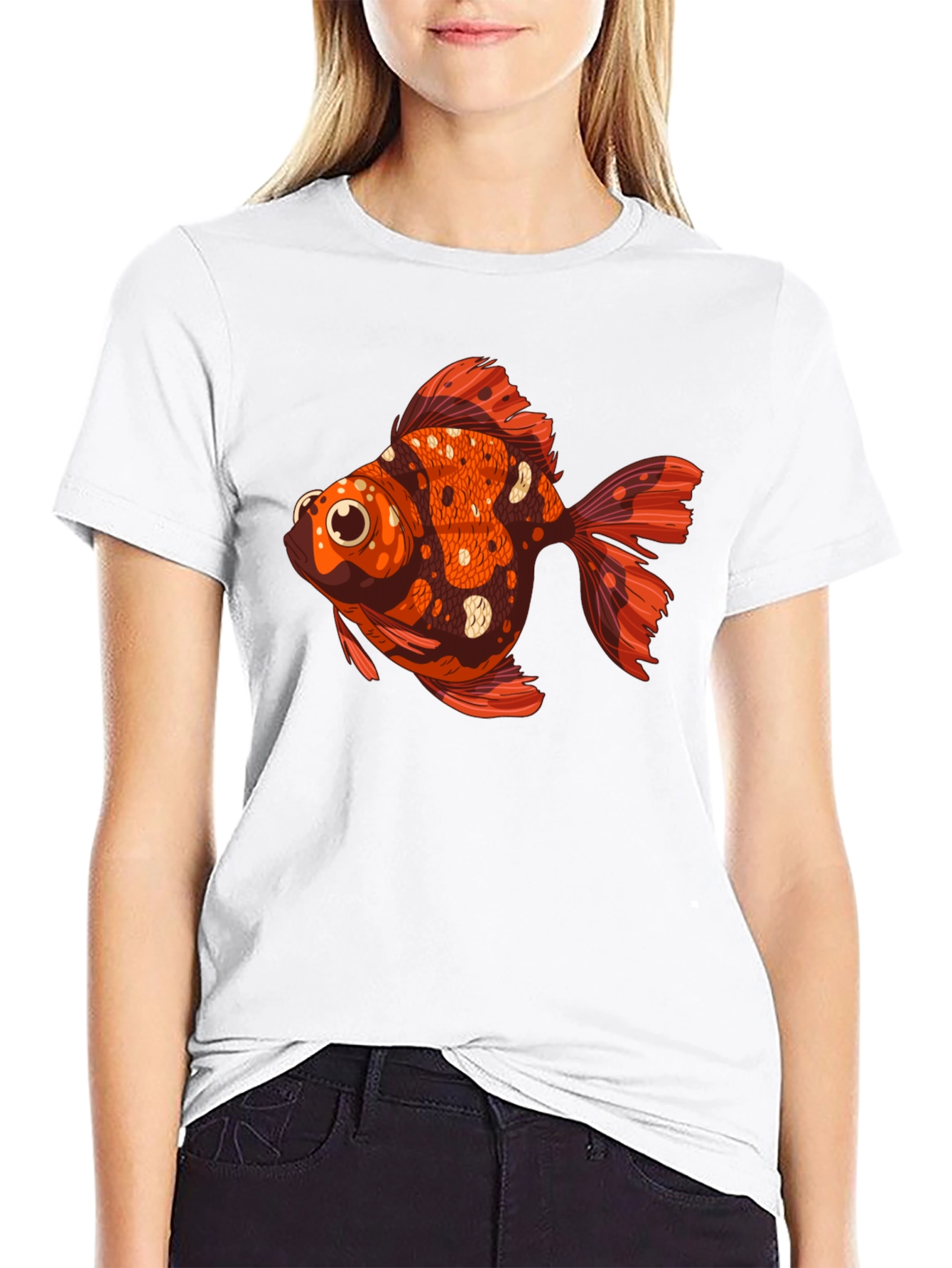 Black Goldfish Graphic Tee - Unique Animal T-Shirt view 9
