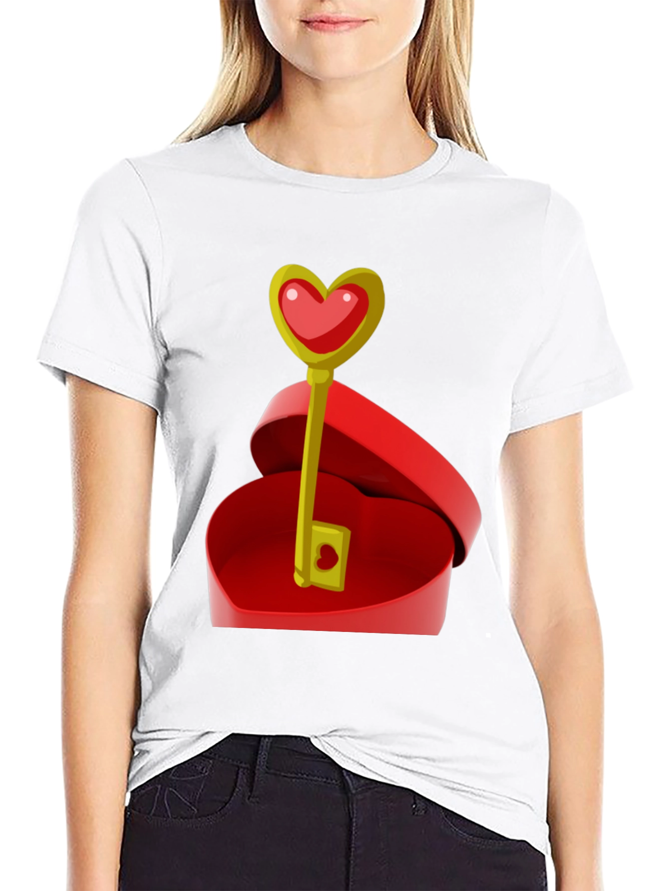 Black Heart Key Graphic Tee - Unlock Your Love! view 9