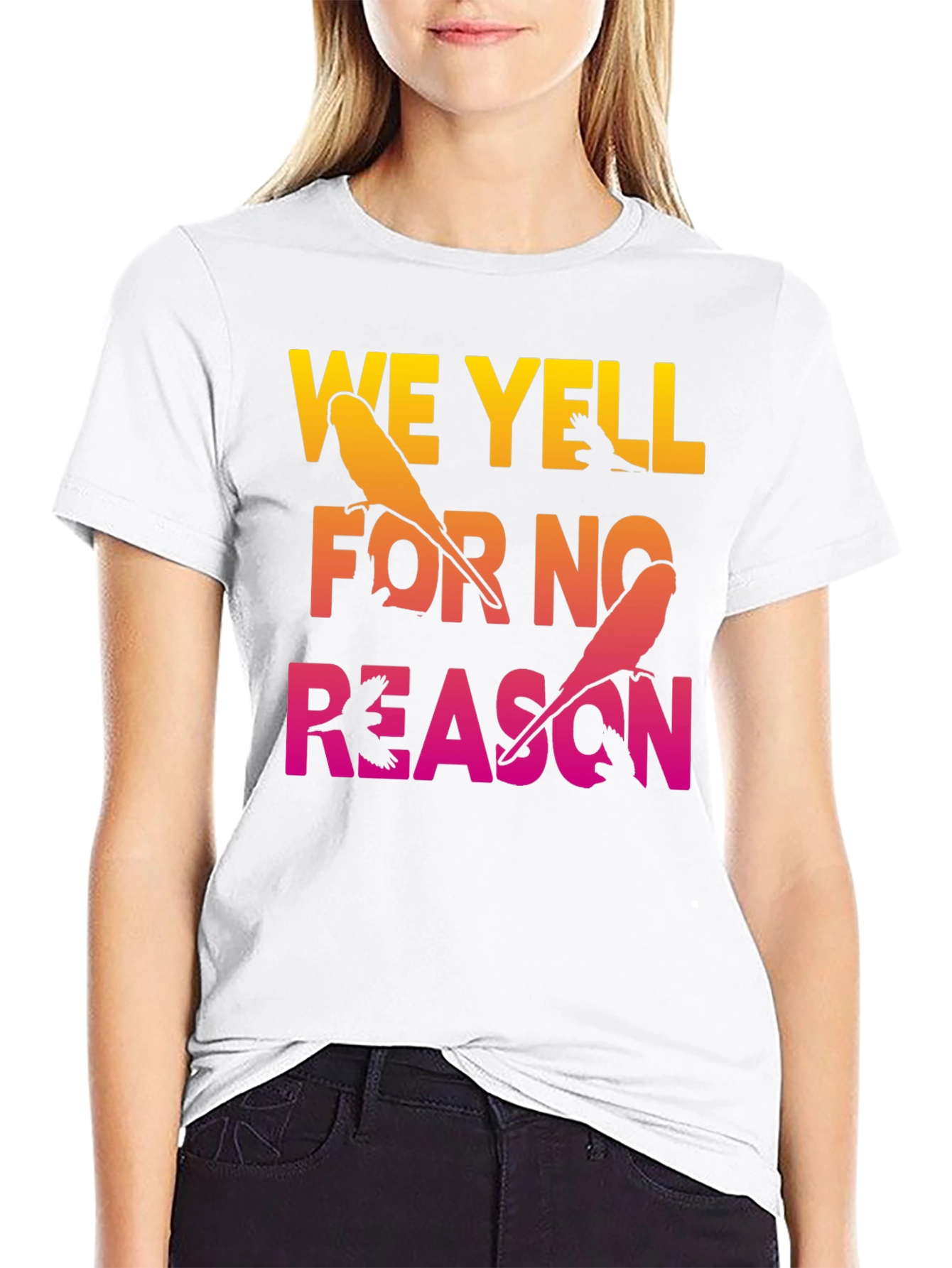 Black We Yell For No Reason Parrot Graphic Tee view 9