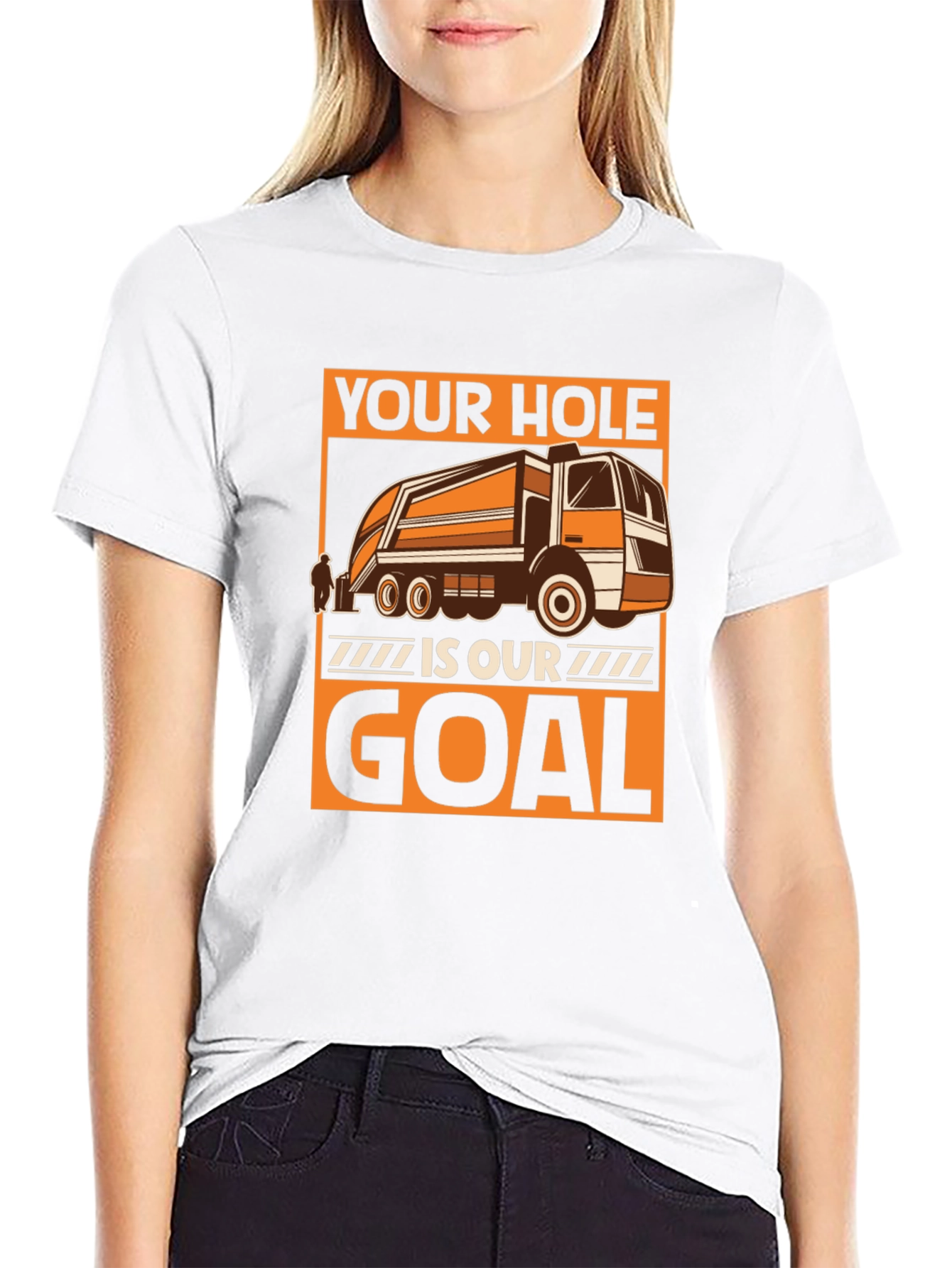 Black Your Hole is Our Goal T-Shirt Funny Garbage Truck Tee view 9