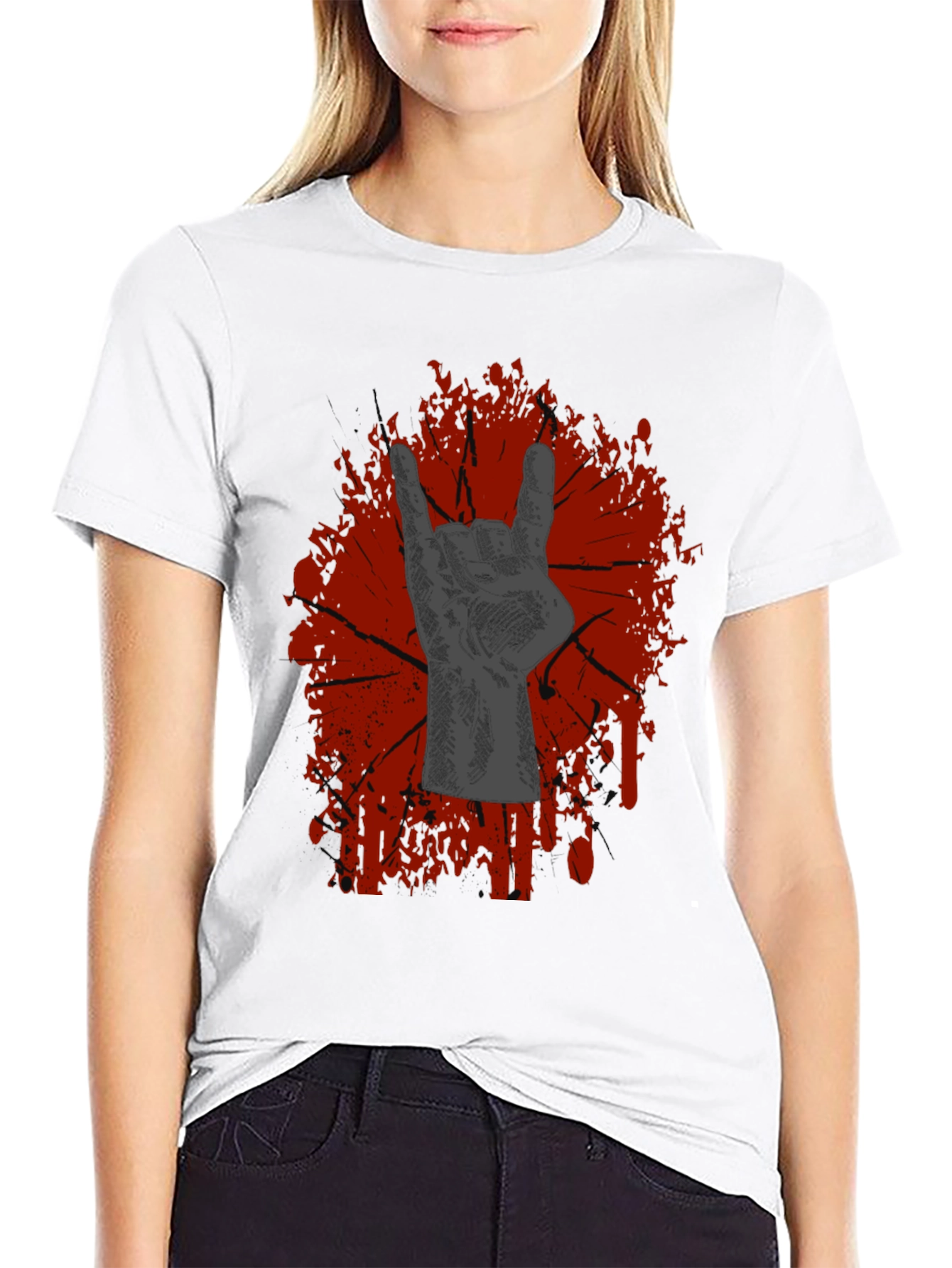 Black Rock On Graphic Tee - Black Crew Neck T-Shirt view 9