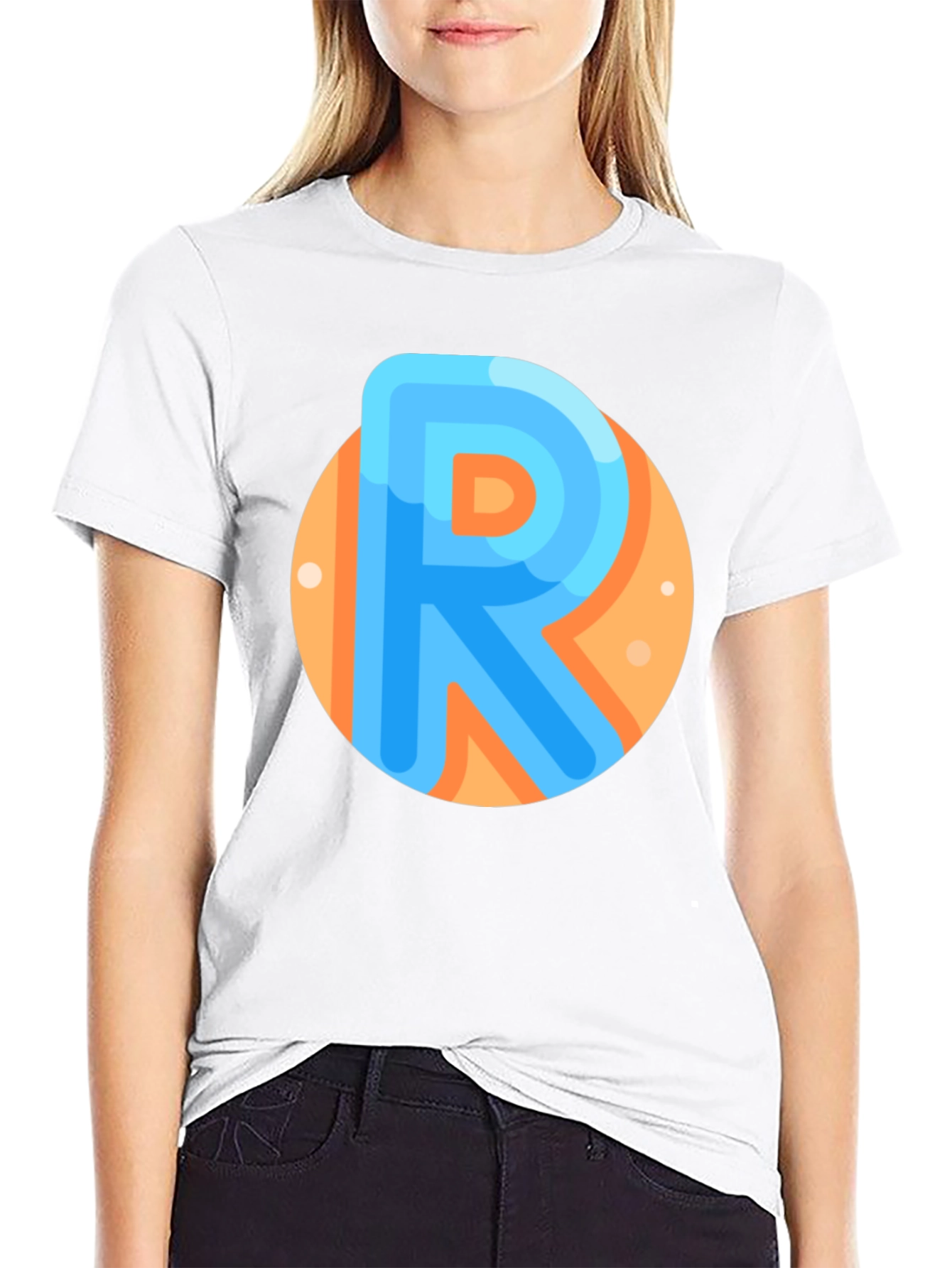 Black Modern R Letter Graphic Tee - Black view 9