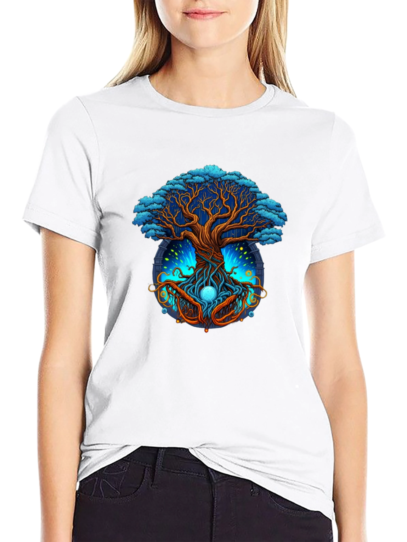 Black Mystic Tree Graphic Tee - Nature Inspired Design view 9