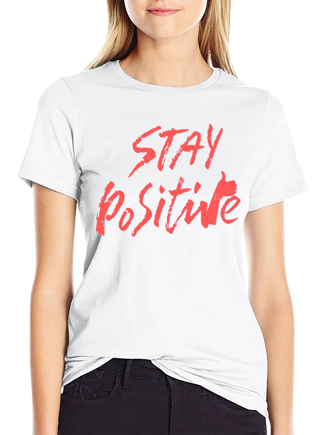 Black Stay Positive Graphic Tee - Black Cotton T-Shirt view 9