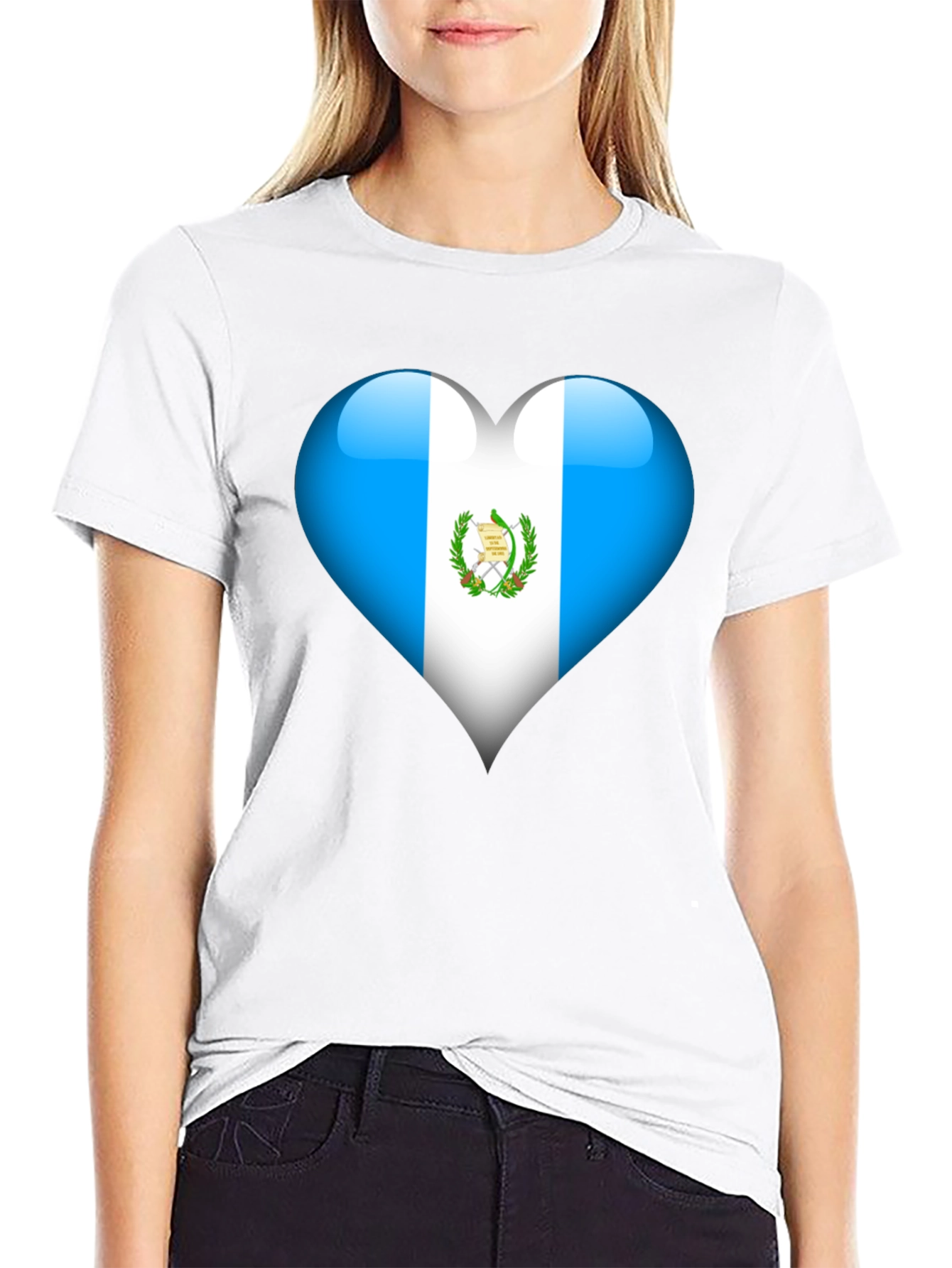Guatemala Flag Heart T-Shirt - Black - 9