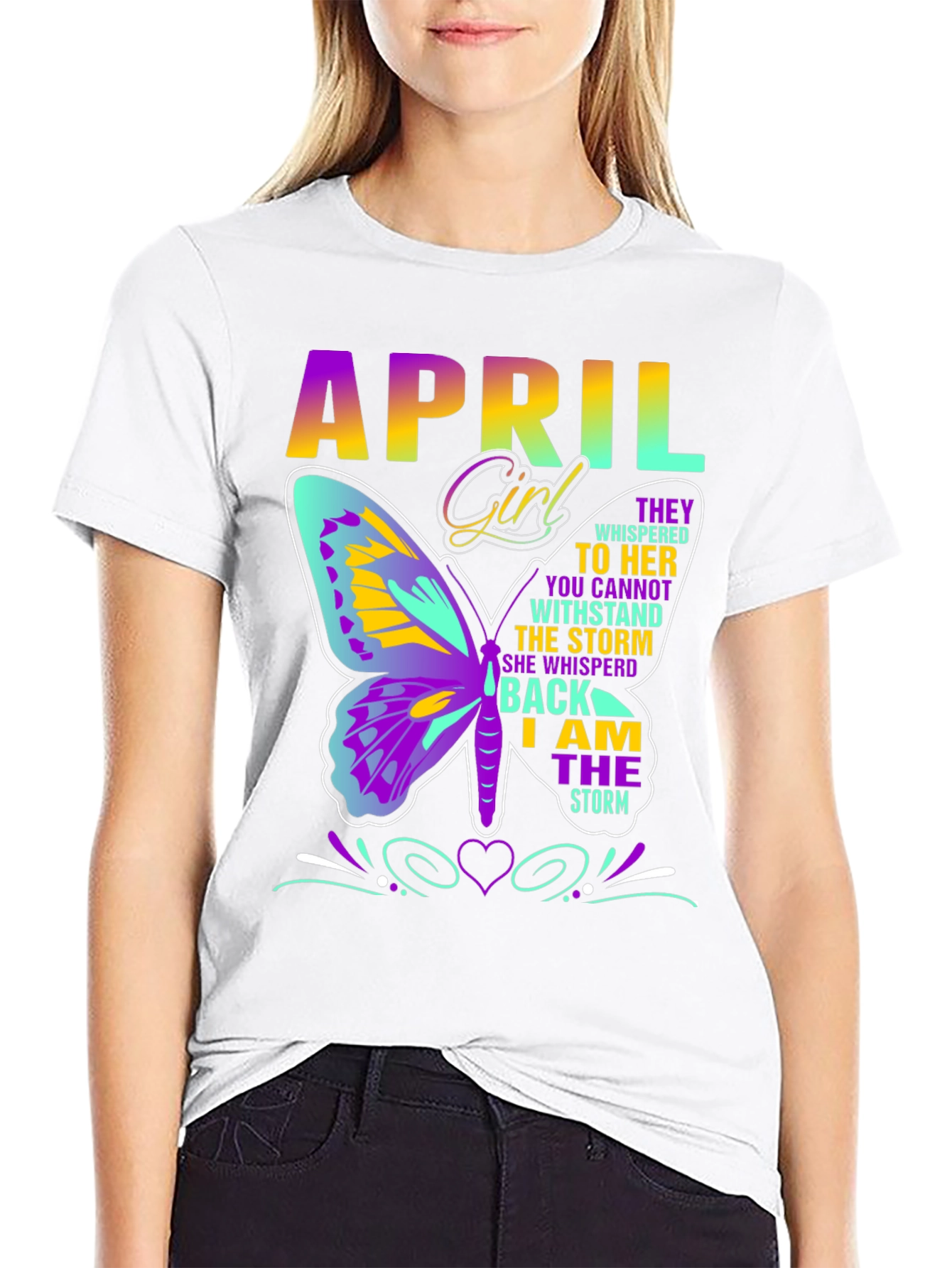 Black April Girl Butterfly T-Shirt - Storm Strength view 9