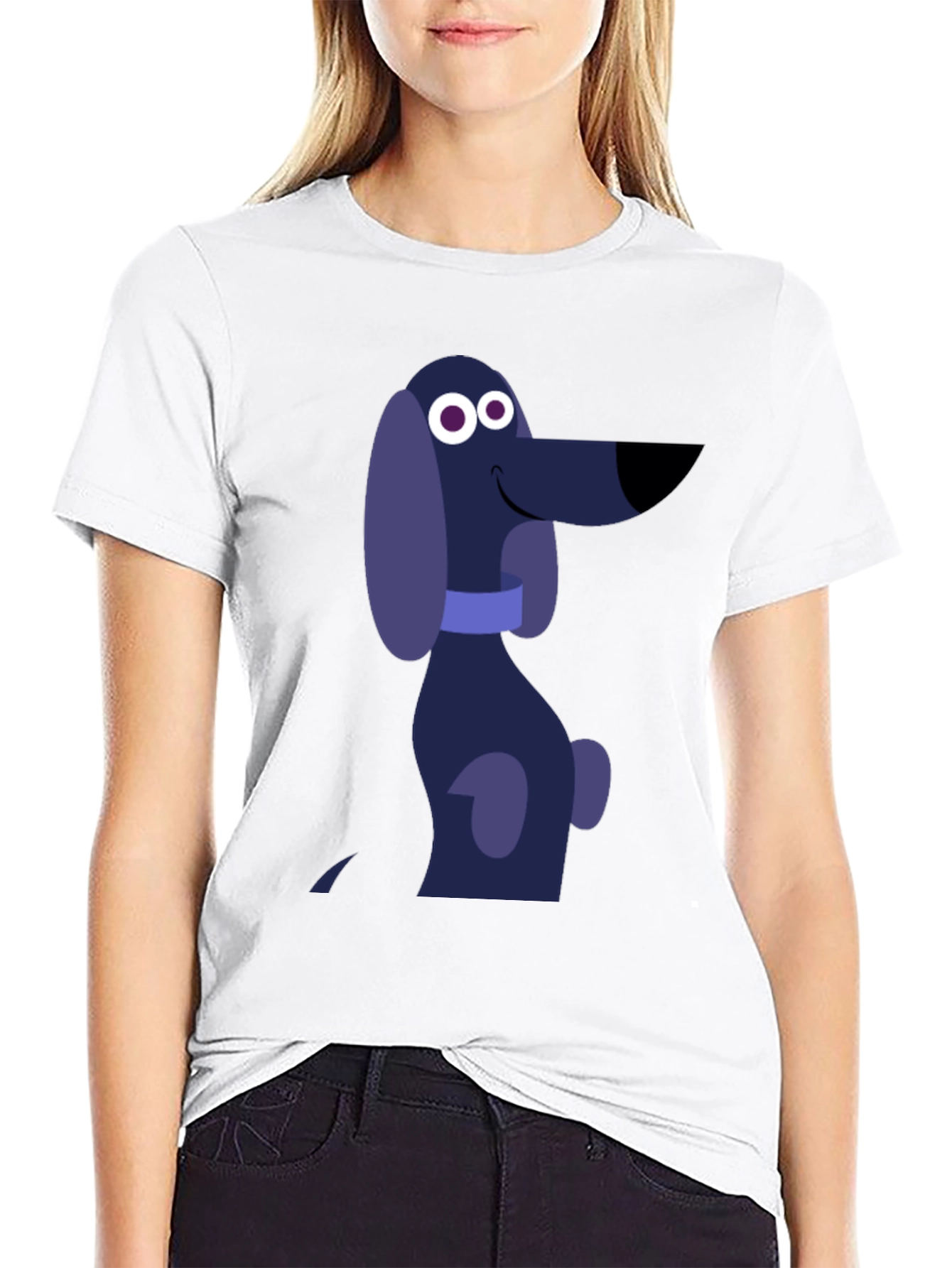 Black Cartoon Dog Graphic T-Shirt - Black Cotton Tee view 9