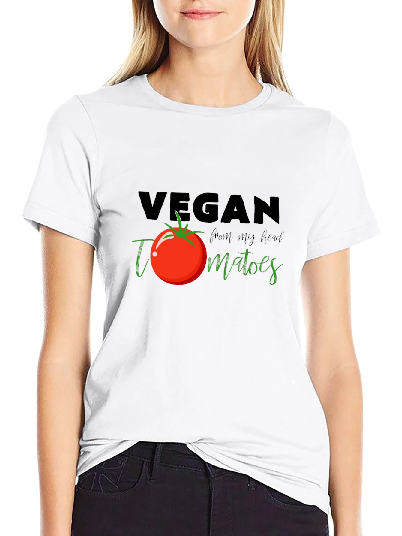Black Vegan Tomato T-Shirt - Fresh From My Head Tee view 9