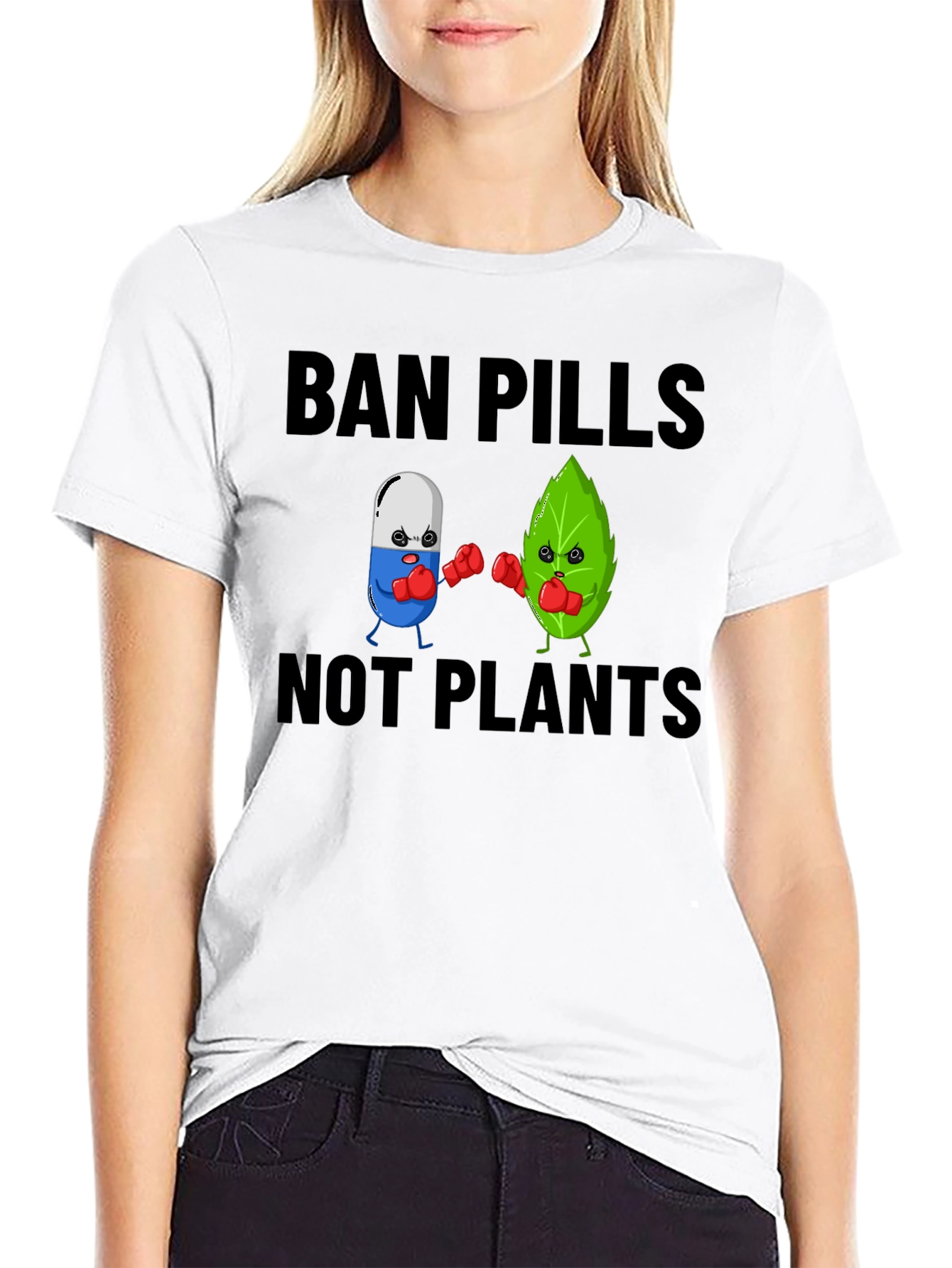 Black Ban Pills Not Plants Graphic T-Shirt view 9