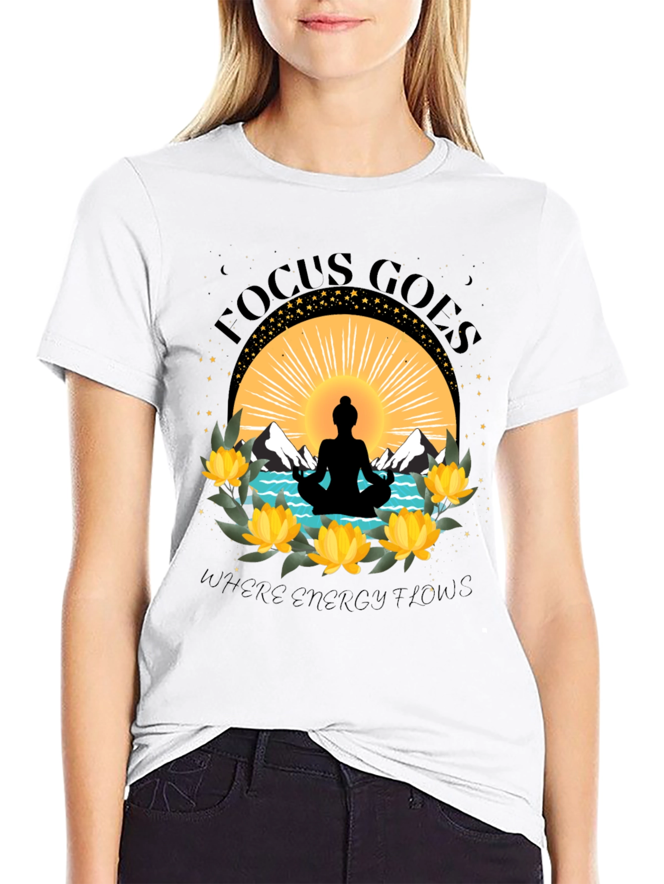 Focus Goes Where Energy Flows Yoga T-Shirt - 9