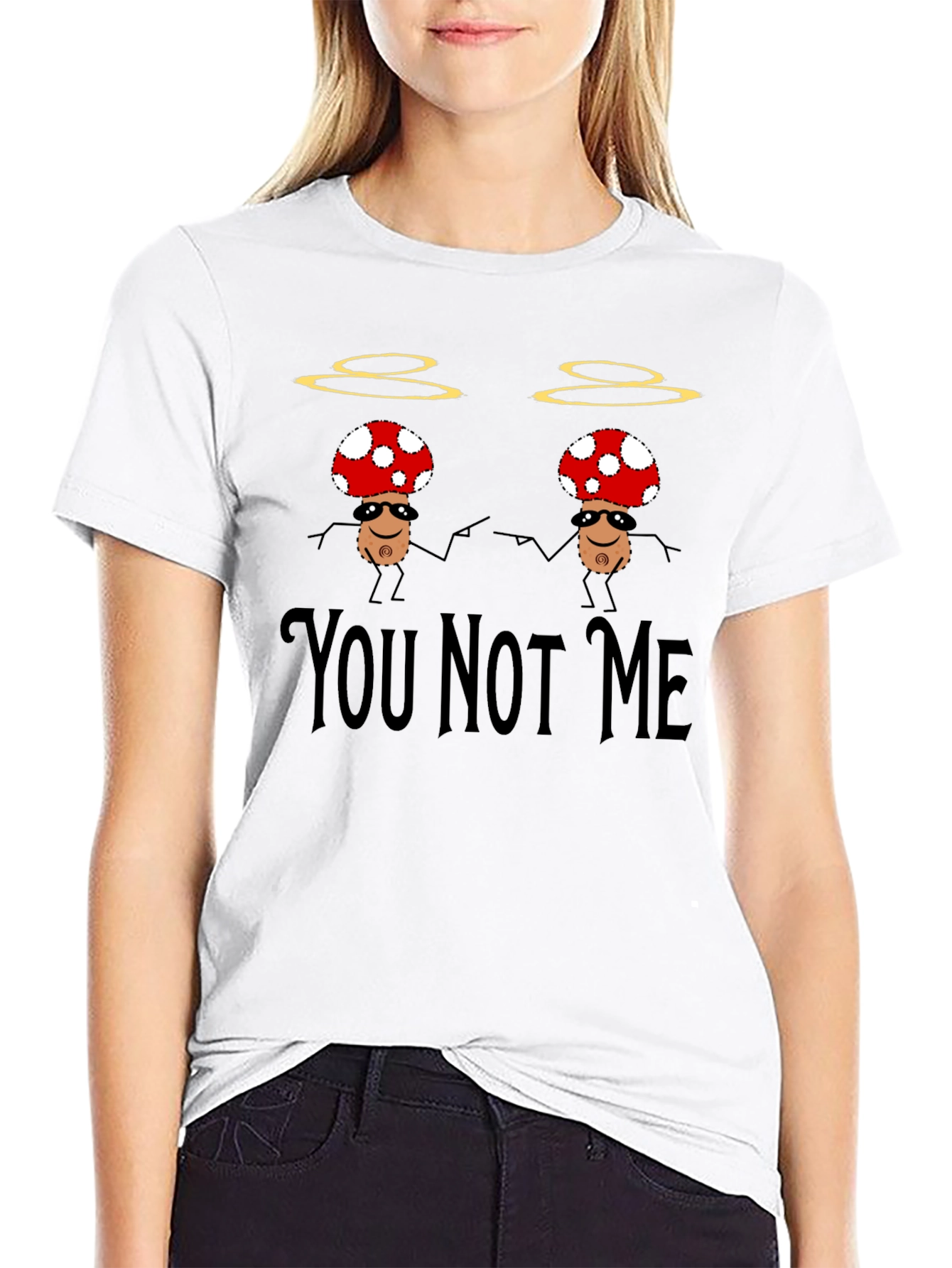 Black Funny Mushroom You Not Me T-Shirt view 9