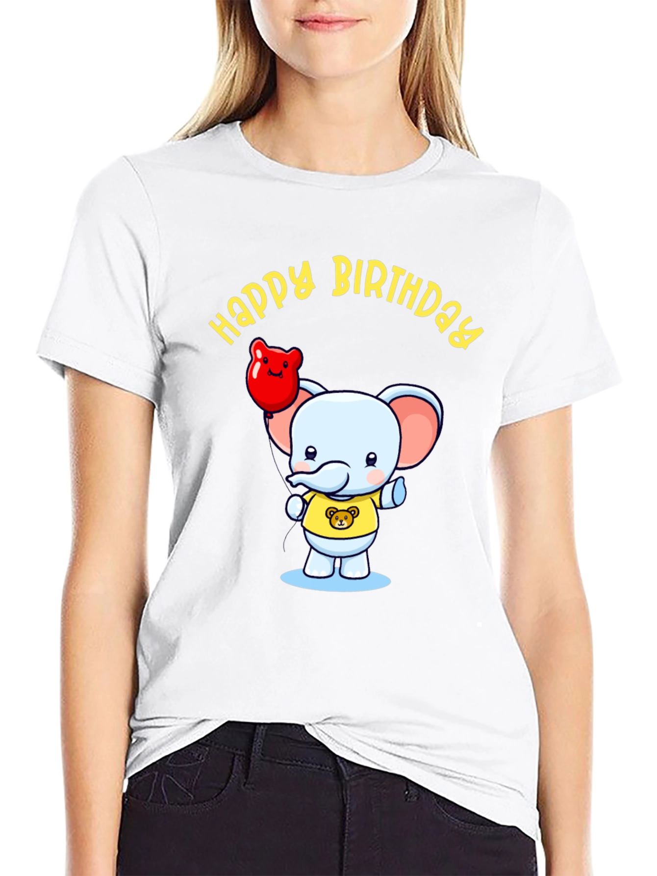 Black Happy Birthday Elephant Graphic Tee view 9