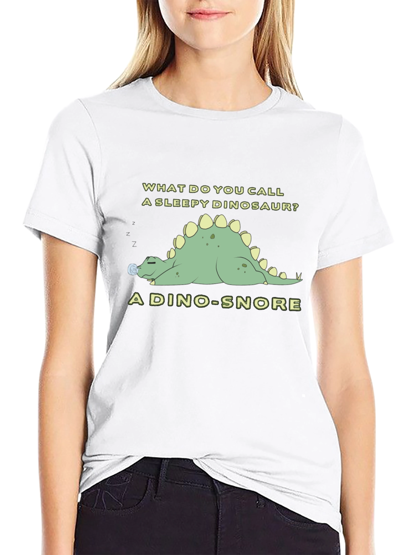 Black Dino-Snore T-Shirt - Sleepy Dinosaur Pun Tee view 9