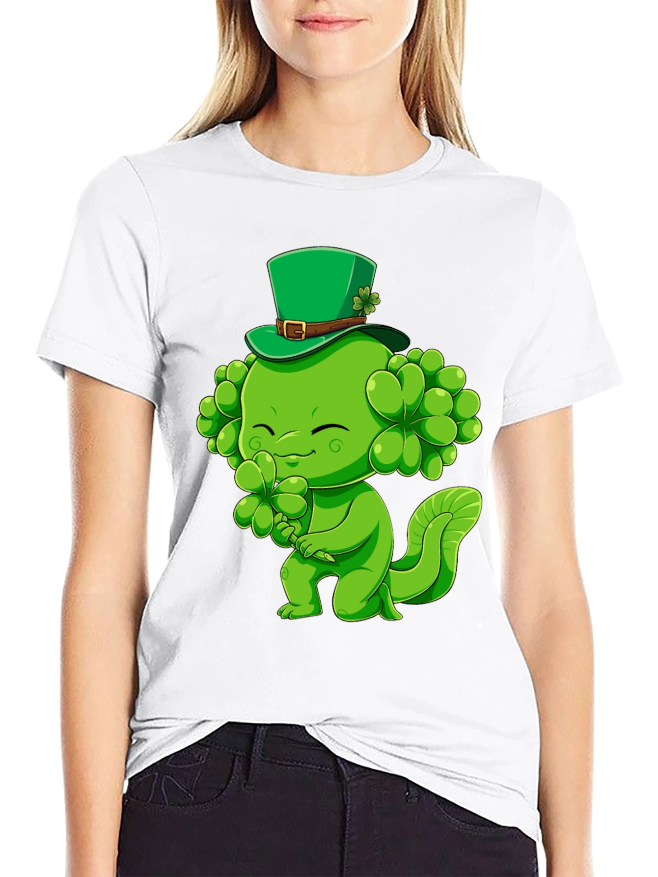 Black St. Patrick's Day Shamrock Monster T-Shirt view 9