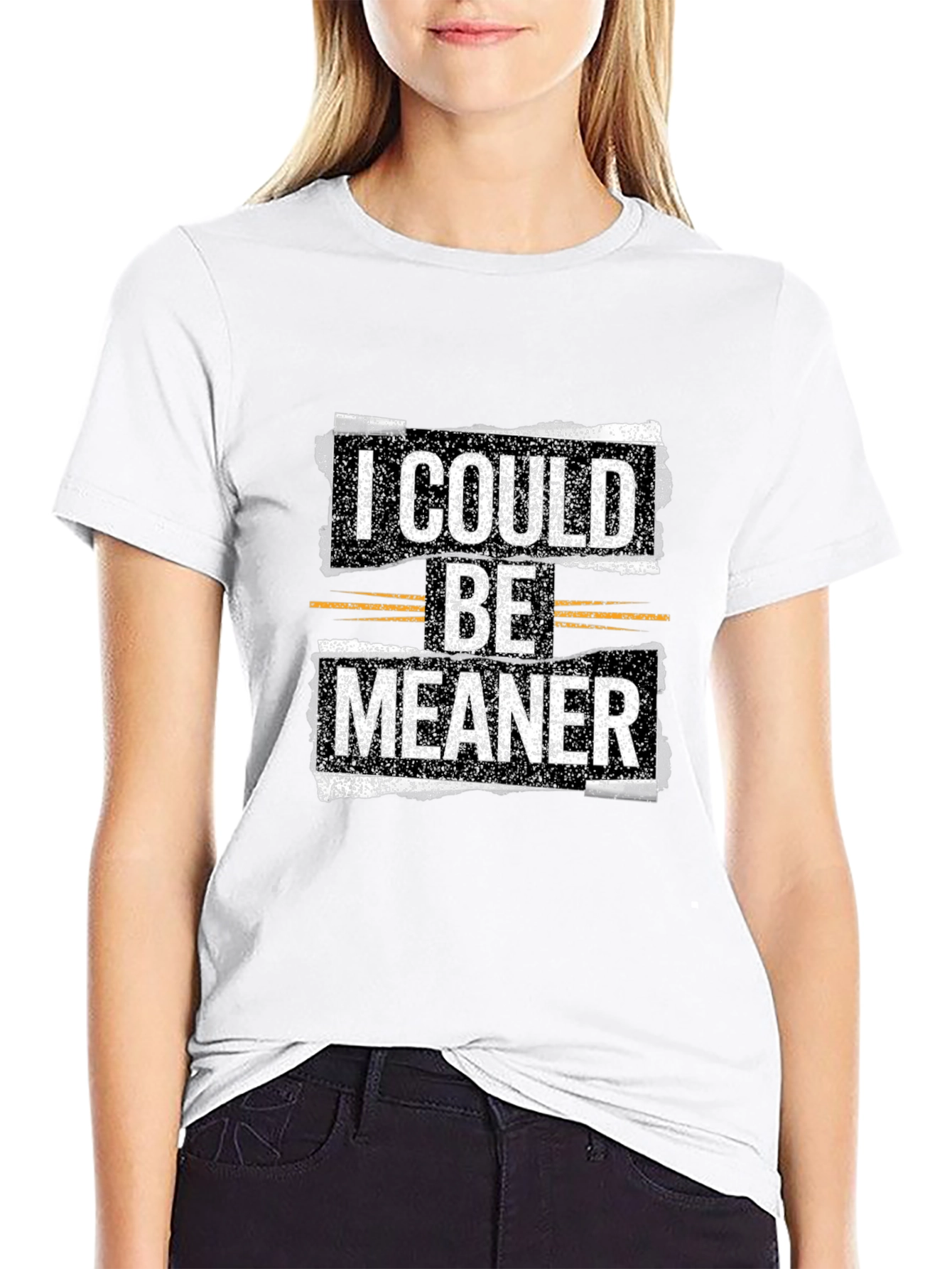 Black Funny 'I Could Be Meaner' Graphic T-Shirt view 9