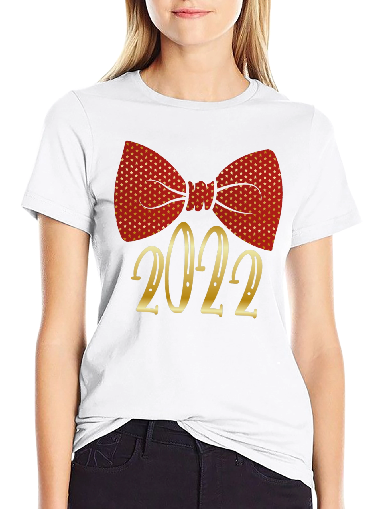 Black Festive 2022 Bow Tie Graphic T-Shirt view 9