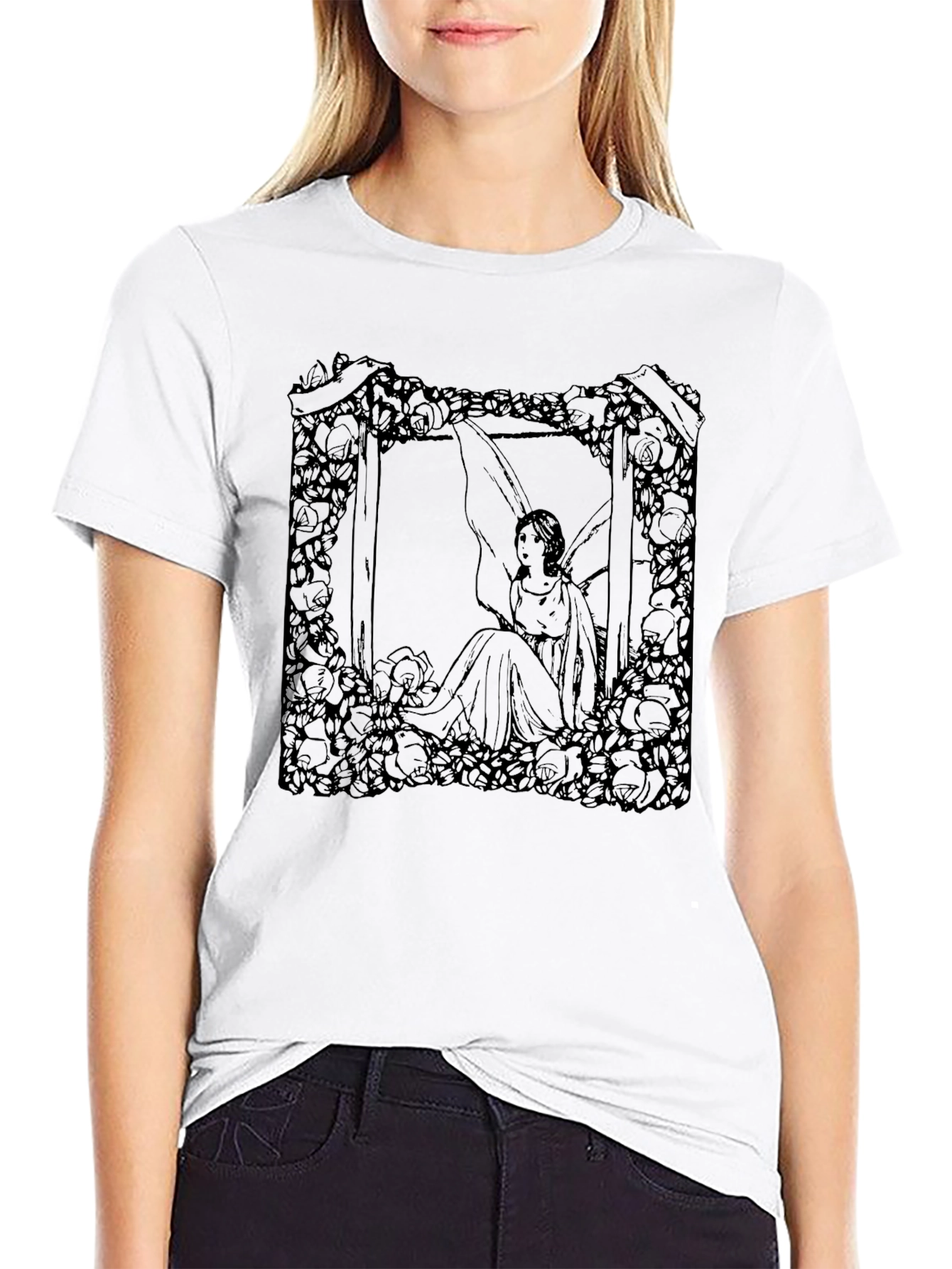 Floral Fairy Graphic Tee - Black - 9