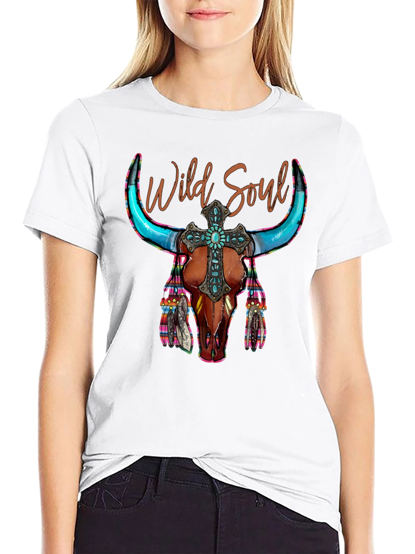 Wild Soul Bull Skull Graphic Tee - 9