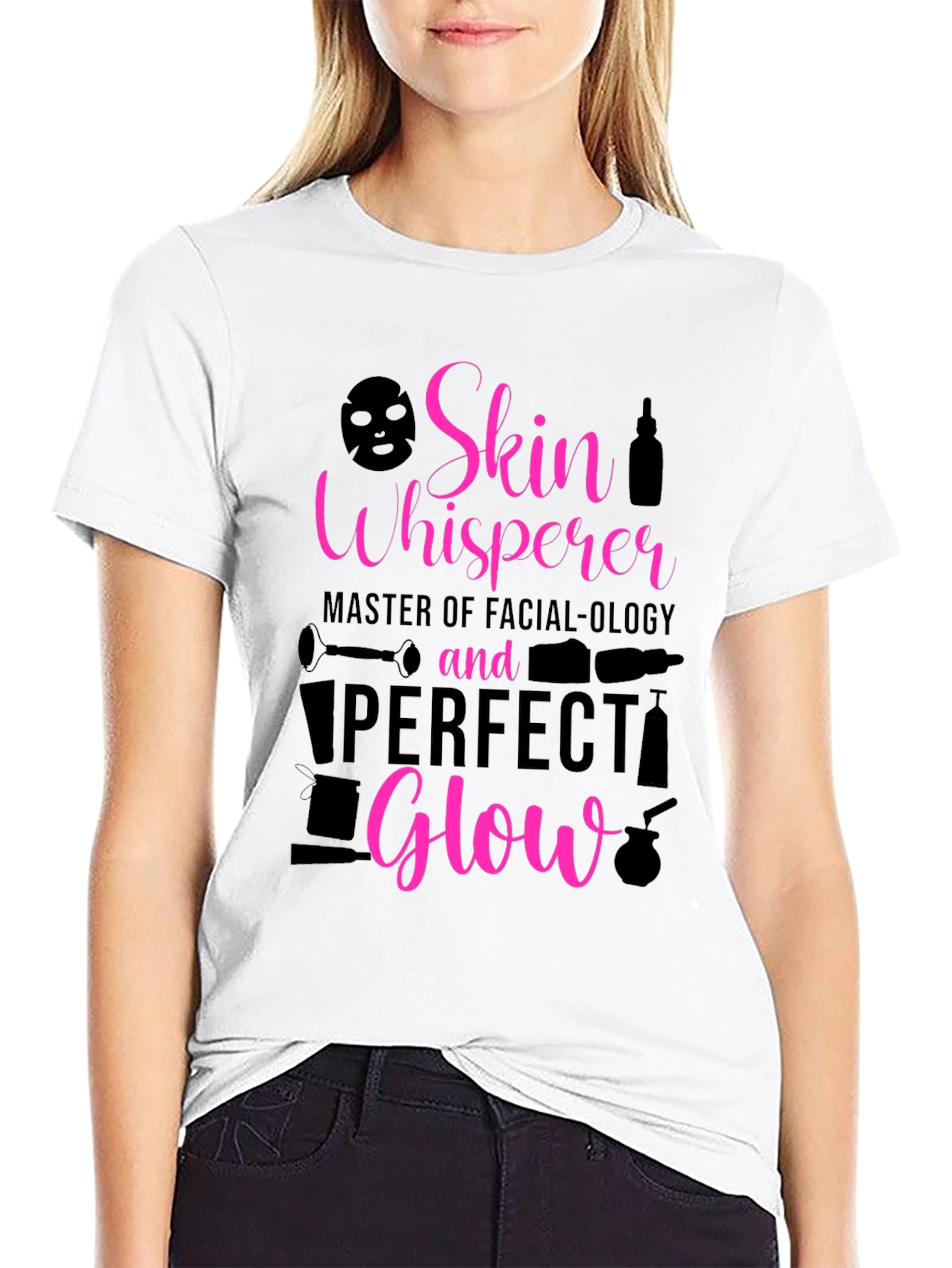 Black Skin Whisperer Facial-ology T-Shirt: Perfect Glow view 9