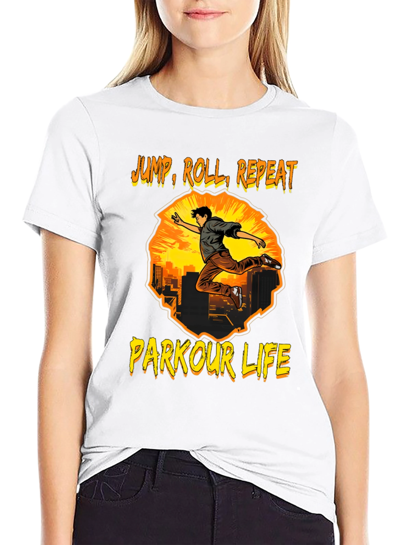 Black Parkour Life T-Shirt - Jump, Roll, Repeat view 9