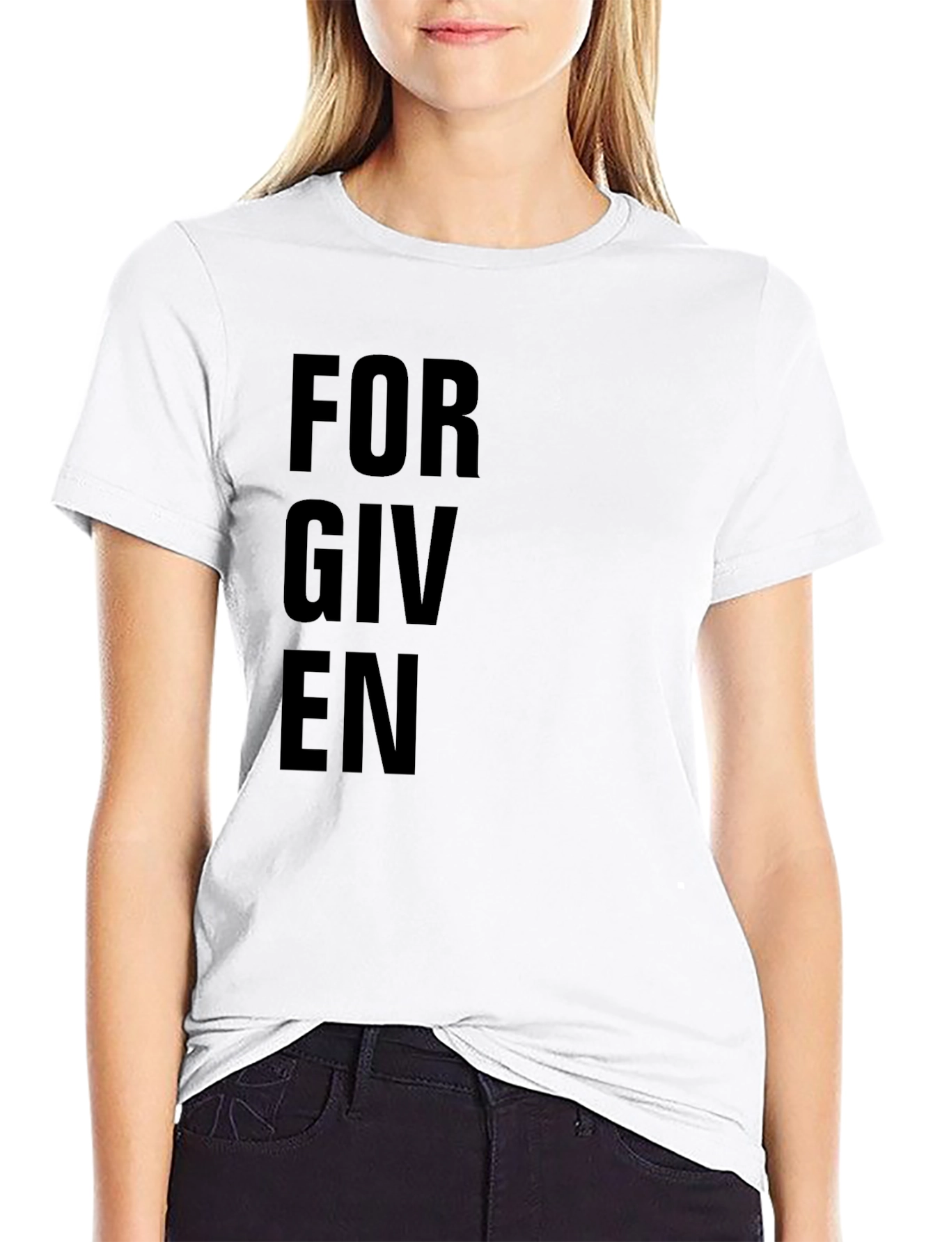 Black Forgiven Black Crewneck T-Shirt - Christian Apparel view 9