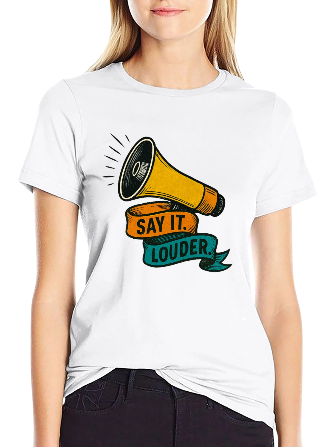Black Say It Louder Graphic Tee - Bold Statement Shirt view 9