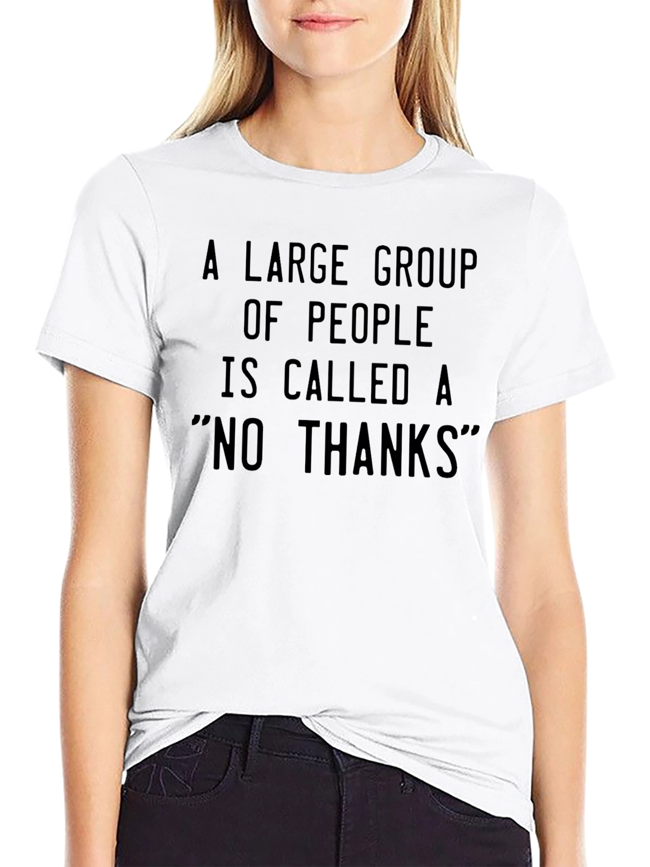 Black A Large Group of People 'No Thanks' Black T-Shirt view 9