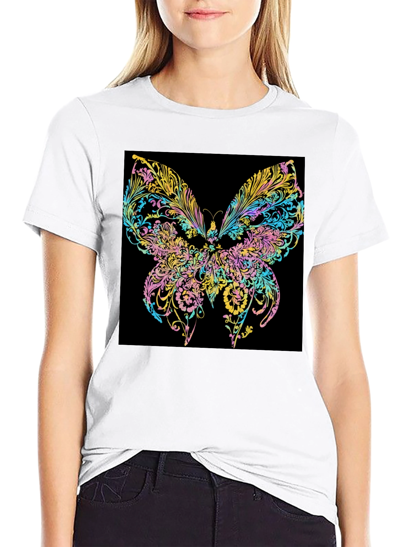 Black Butterfly Art Black T-Shirt view 9