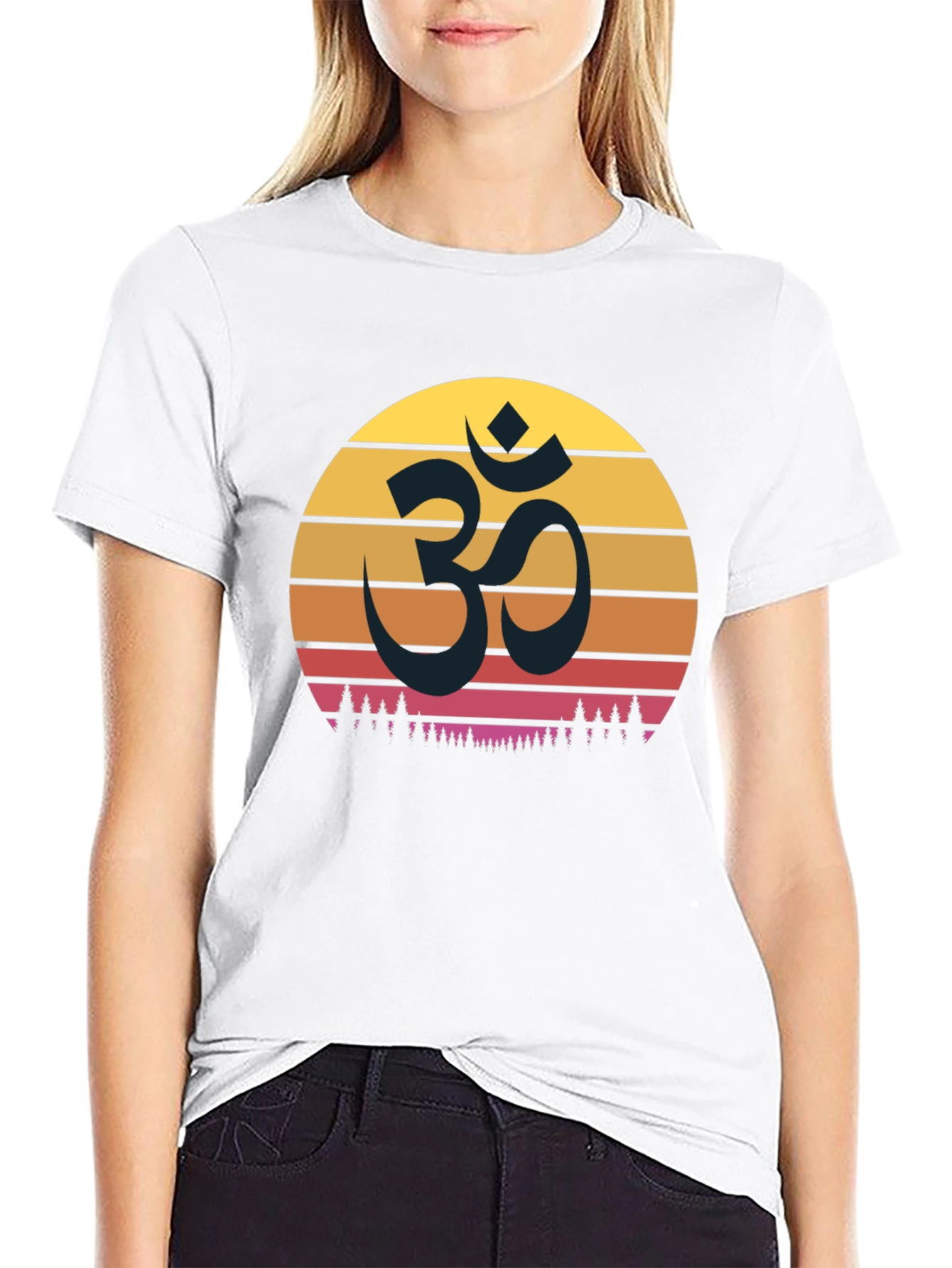Black Om Sunset Graphic T-Shirt - Spiritual Comfort view 9