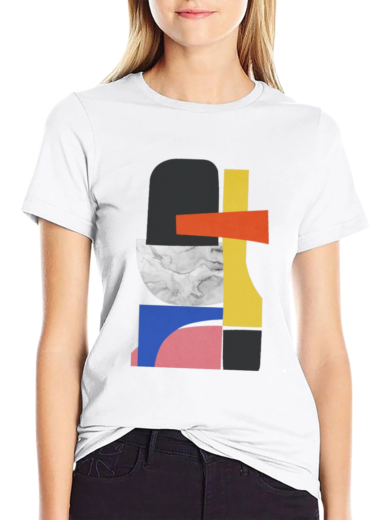 Black Abstract Geometric Graphic Tee - Modern Art Style view 9