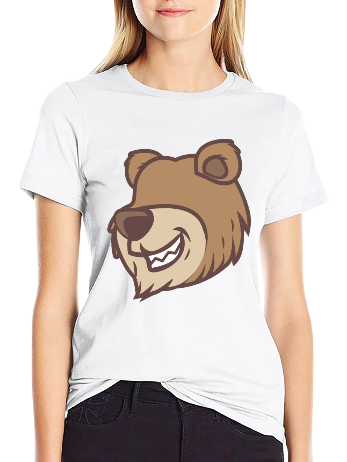 Black Cartoon Bear Graphic T-Shirt - Black view 9