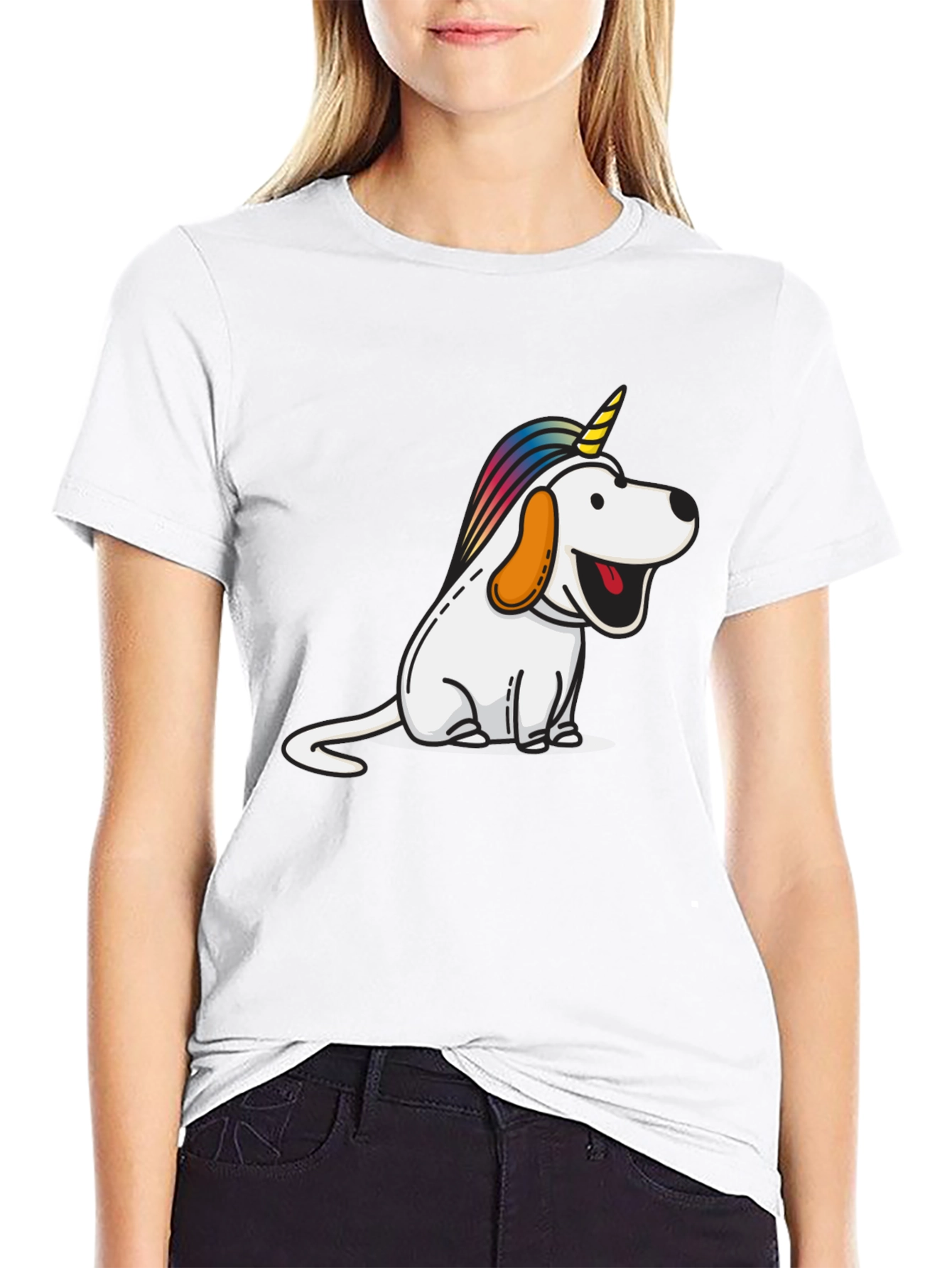 Black Unicorn Dog Graphic Tee - Men's Black T-Shirt view 9