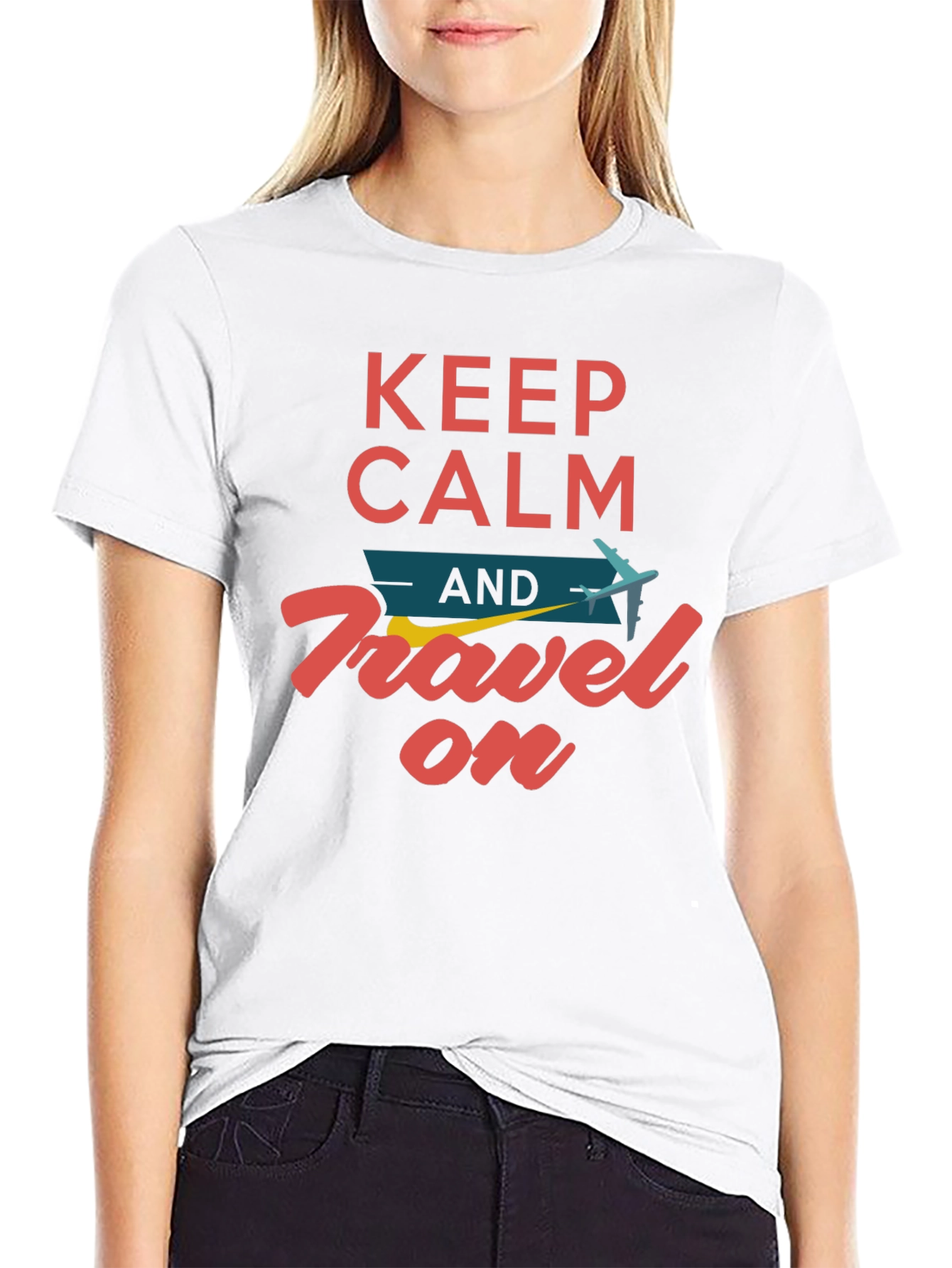 Black Keep Calm and Travel On T-Shirt view 9