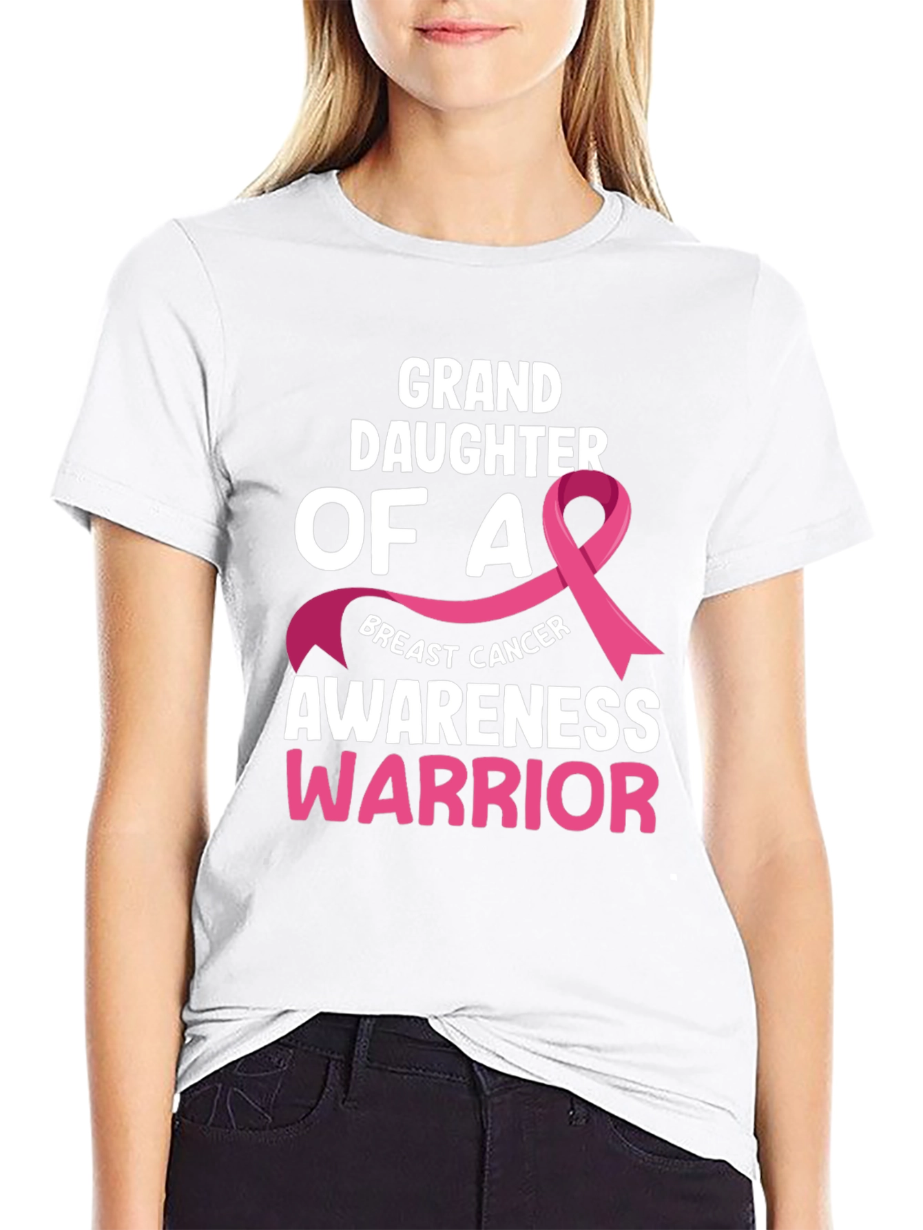 Black Granddaughter Breast Cancer Awareness Warrior T-Shirt view 9