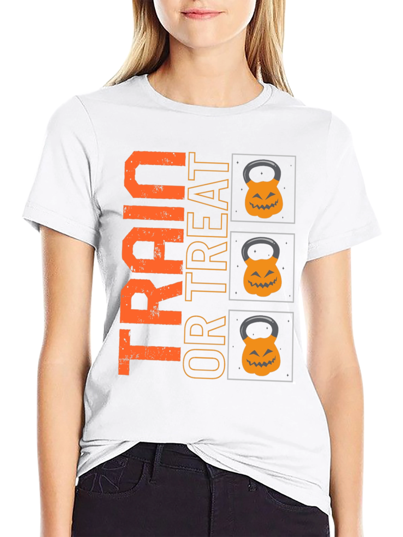 Black Train or Treat Halloween Gym T-Shirt view 9