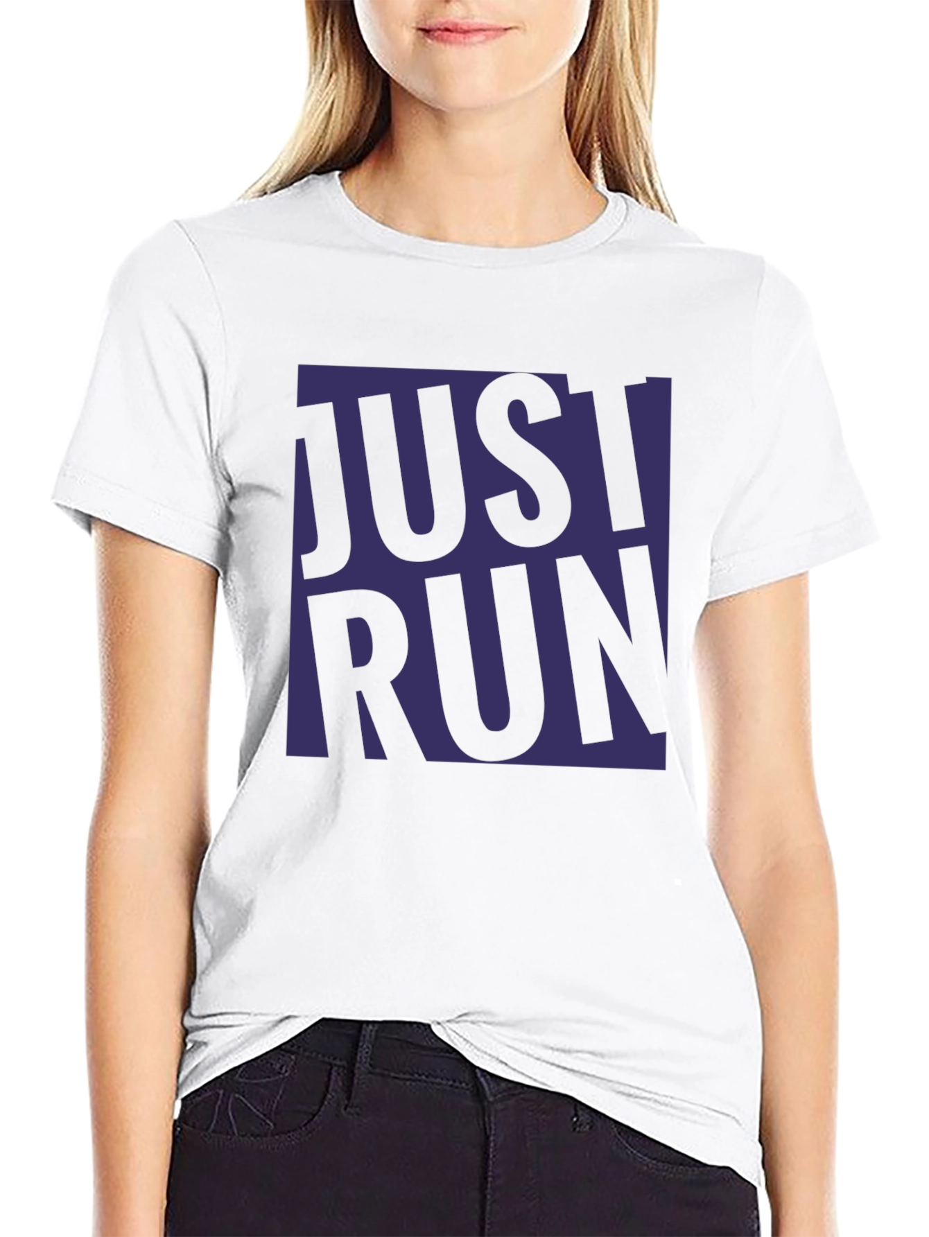Black Just Run Graphic T-Shirt - Black Casual Tee view 9