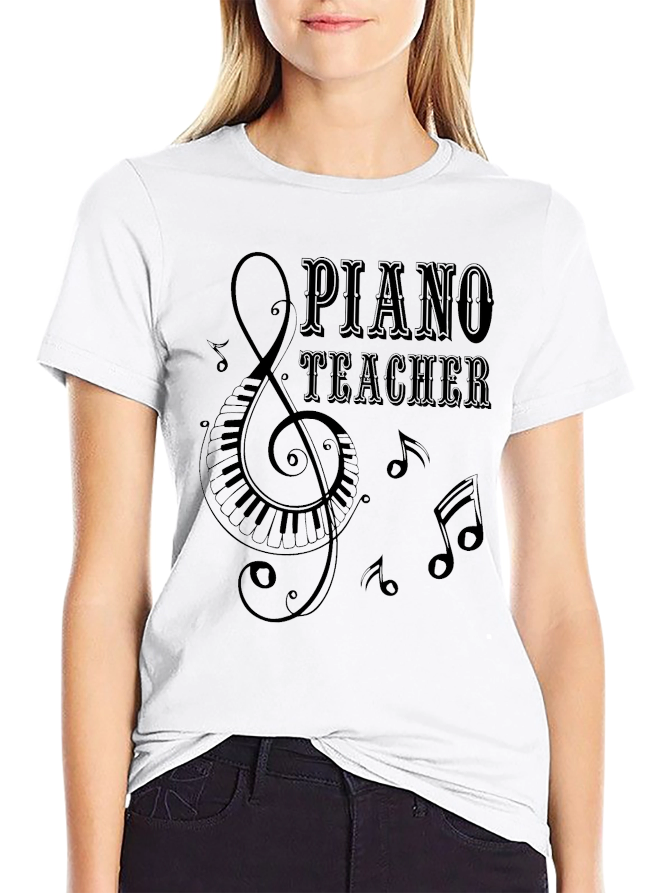 Black Piano Teacher Graphic Tee - Musical Instructor Shirt view 9