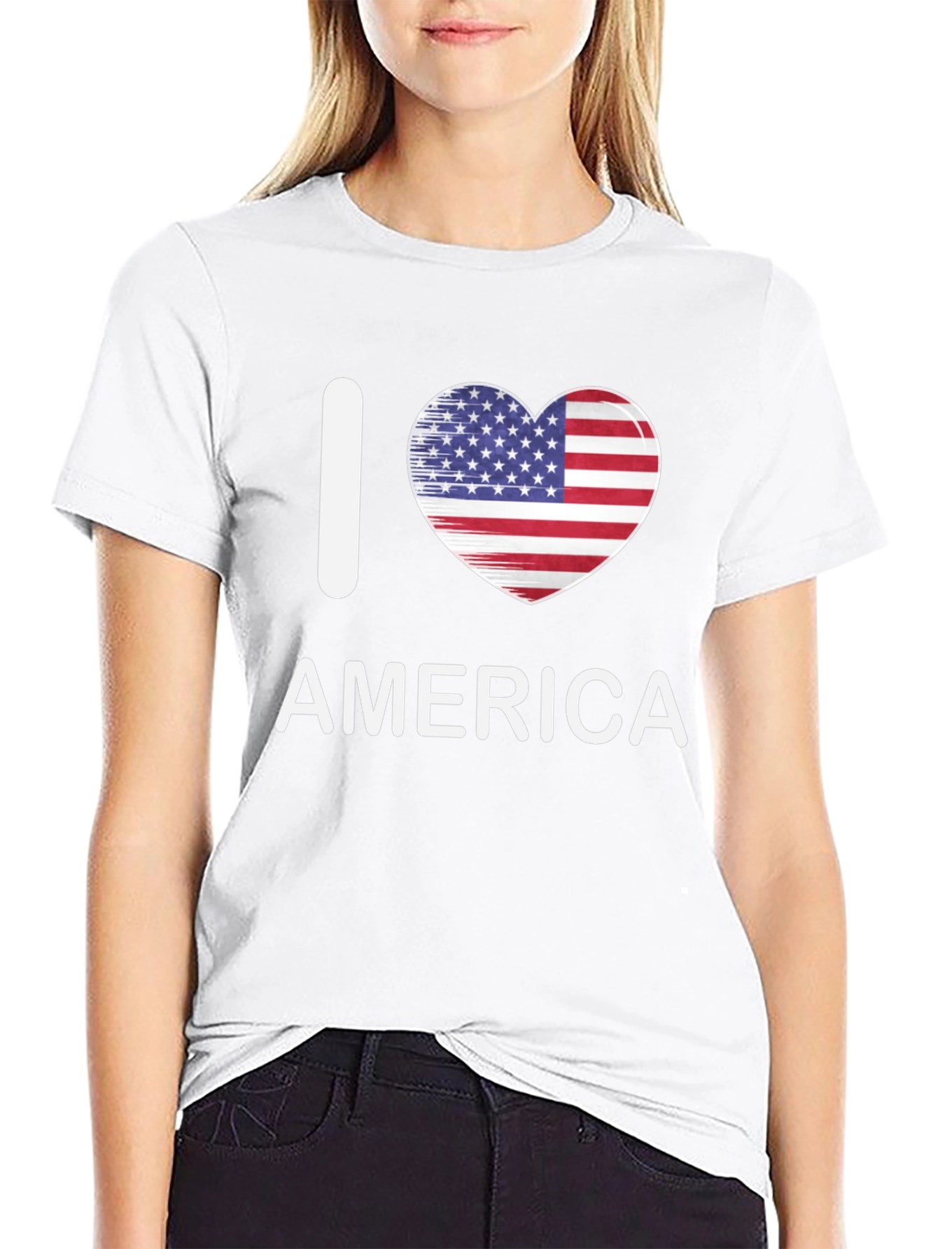 Black I Love America T-Shirt Patriotic Heart Tee view 9