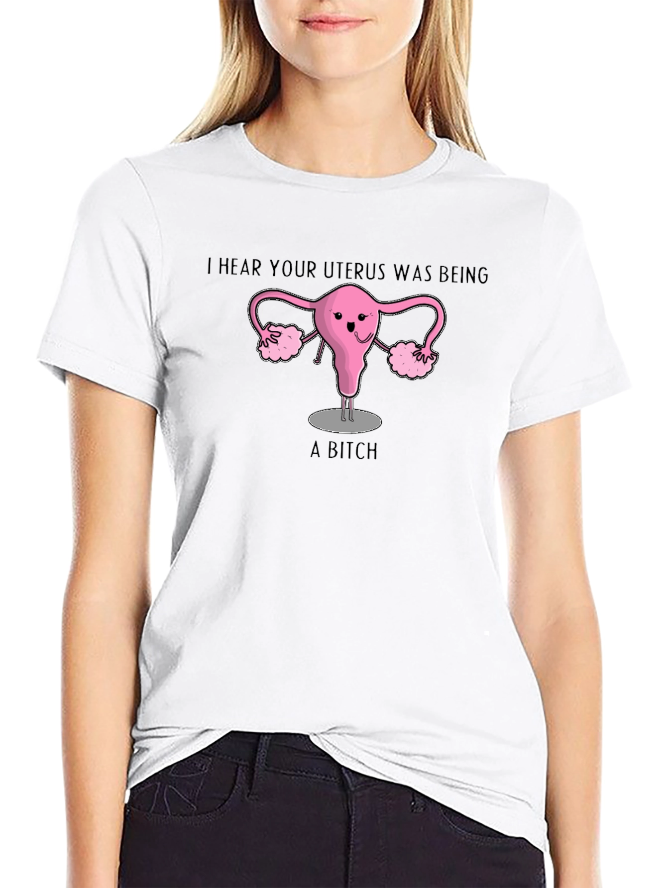 Black Uterus Humor Graphic T-Shirt view 9