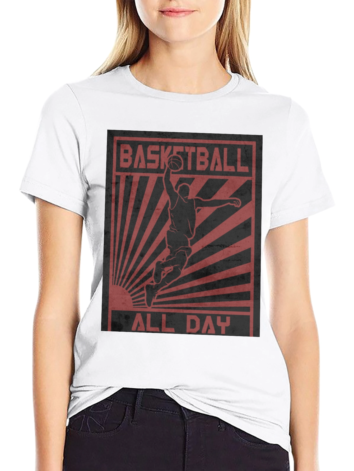 Black Basketball All Day Graphic Tee - Black Cotton T-Shirt view 9