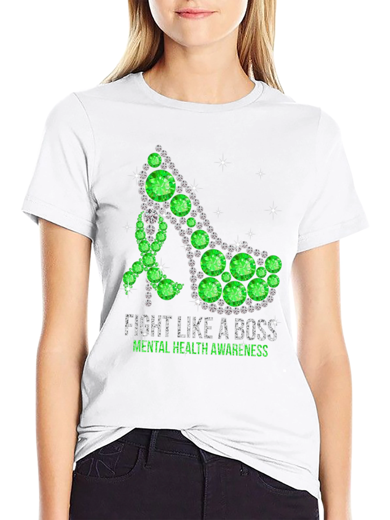 Black Fight Like A Boss Mental Health Awareness Shoe T-Shirt view 9