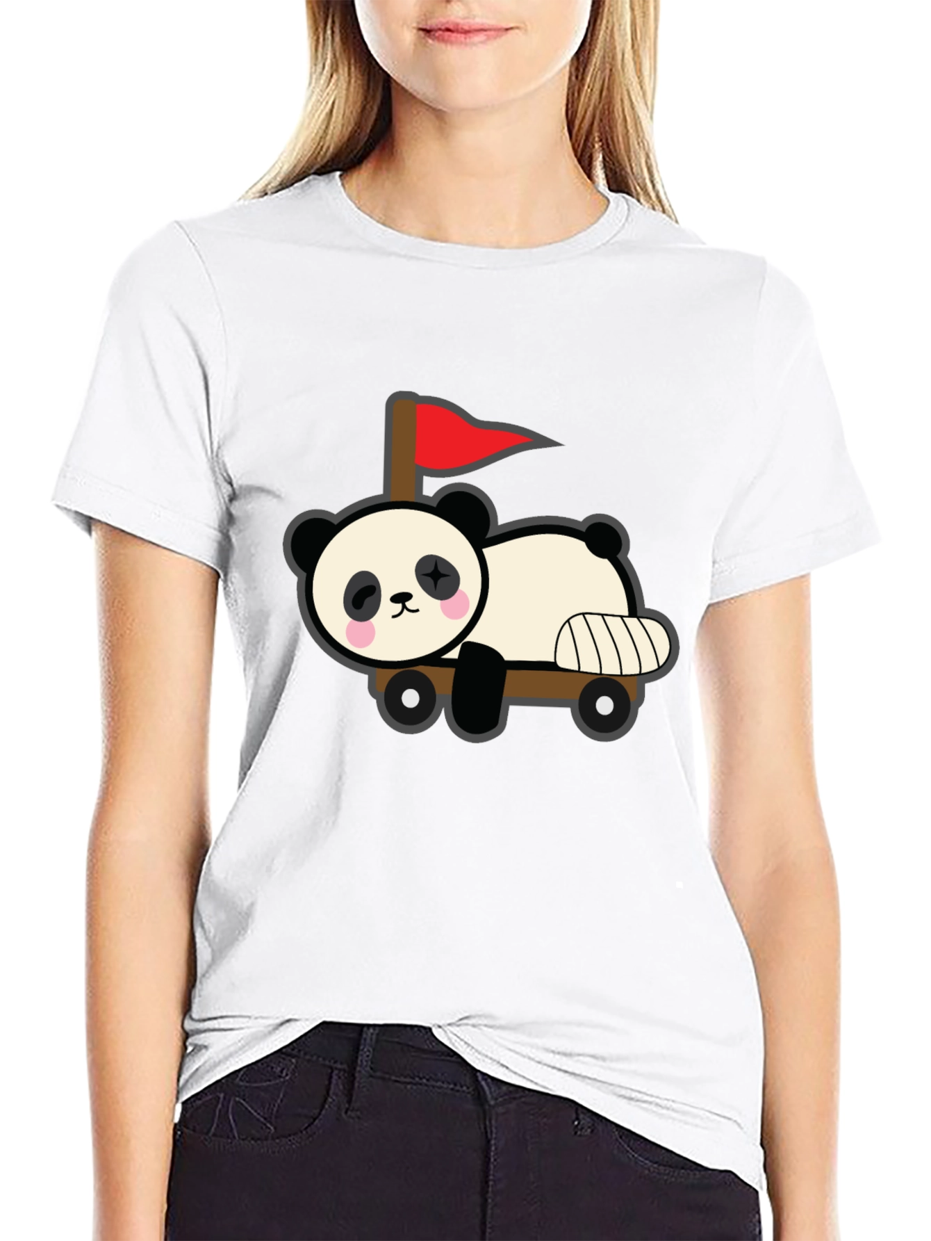Black Cute Panda Car T-Shirt - Black view 9