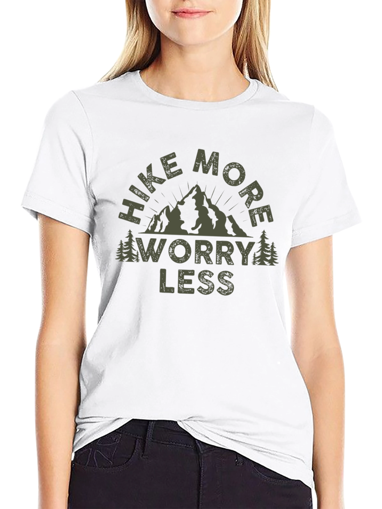 Black Hike More Worry Less Graphic Tee view 9