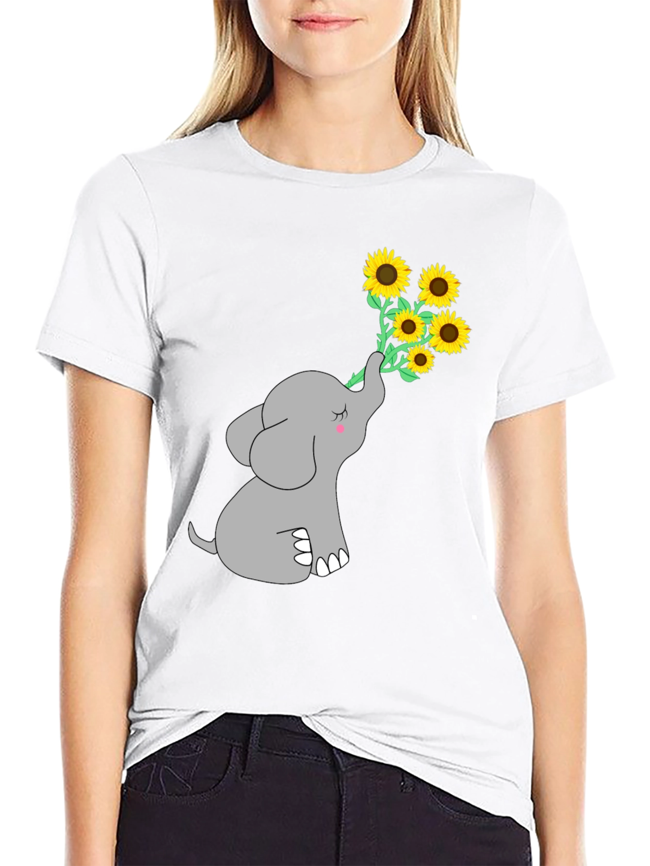 Black Elephant Sunflower Graphic Tee view 9