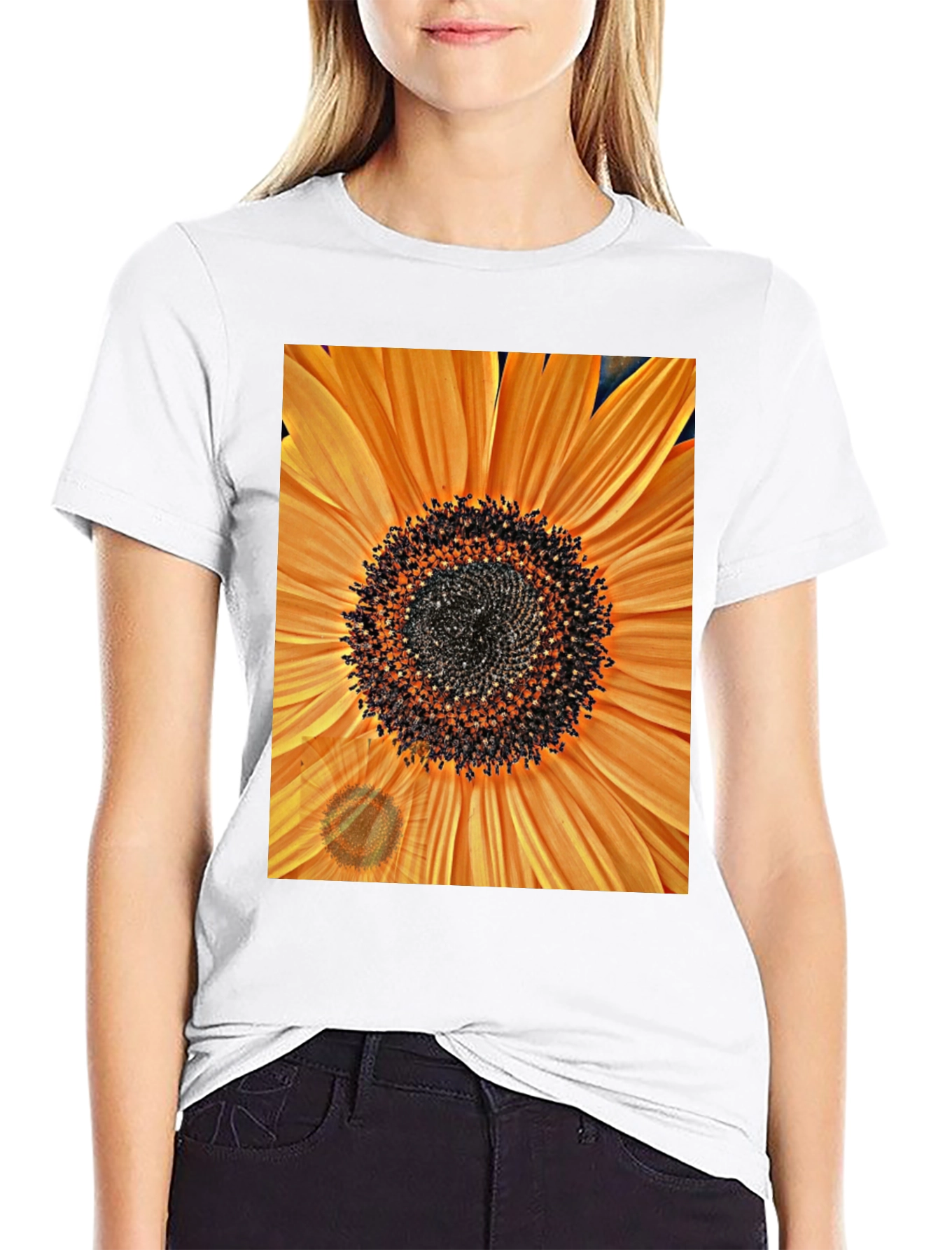 Black Sunflower Graphic Tee - Bold Floral Design view 9