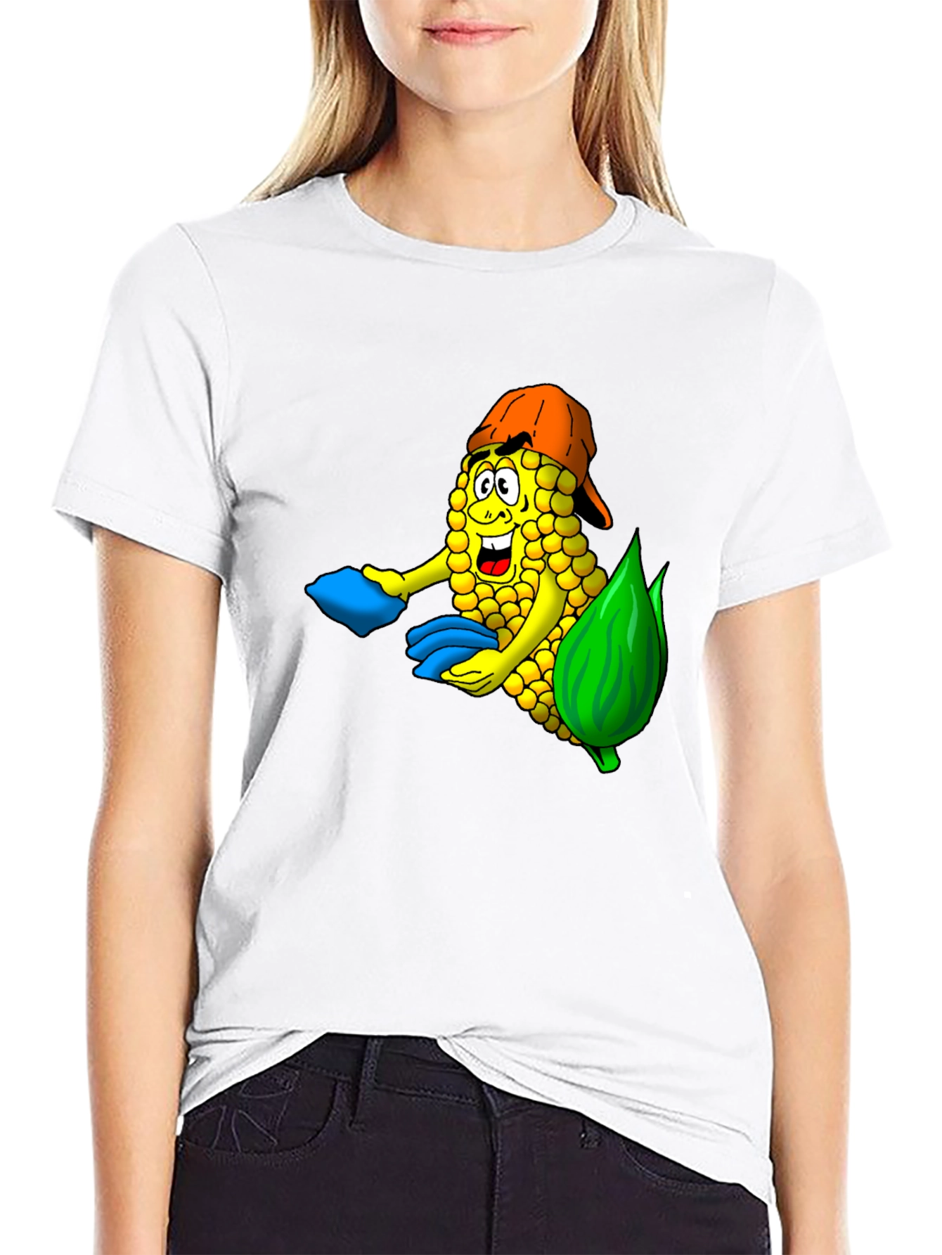 Black Corn Cob Cartoon T-Shirt view 9