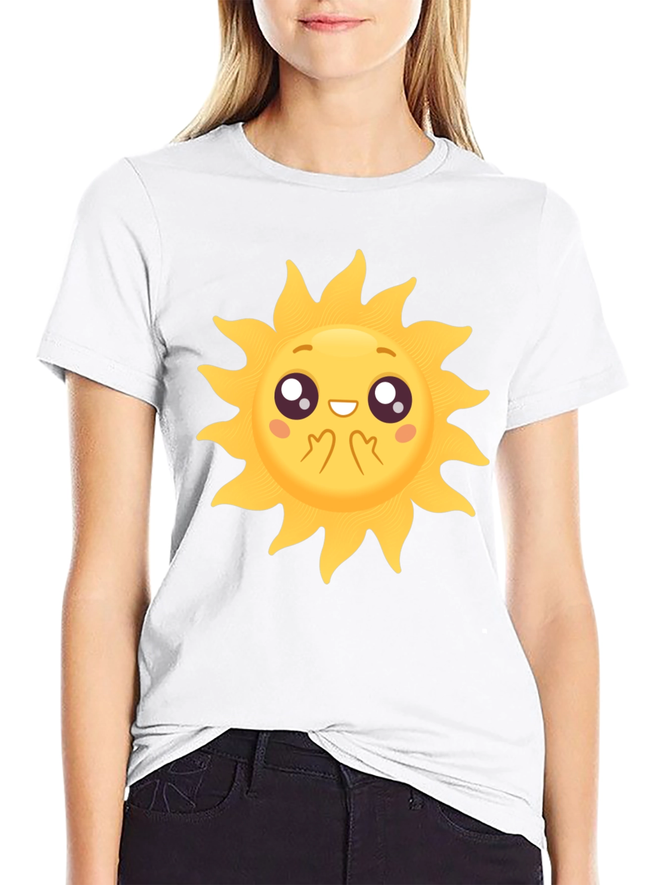 Black Cute Sun Graphic Black T-Shirt view 9