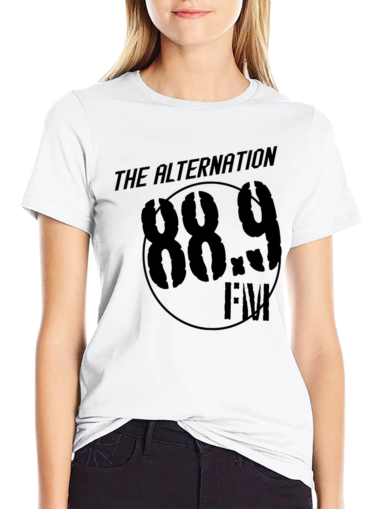 Black The Alternation 88.9 FM Black T-Shirt view 9