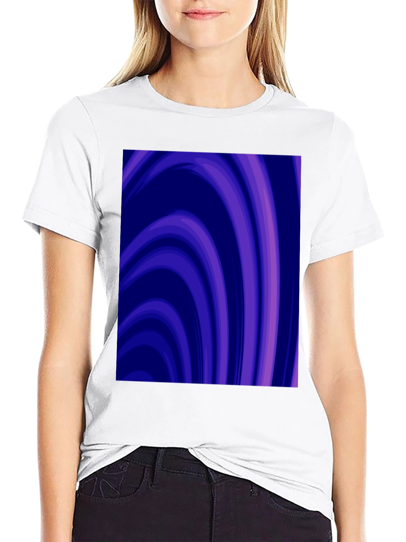 Black Abstract Purple Swirl Graphic Tee view 9
