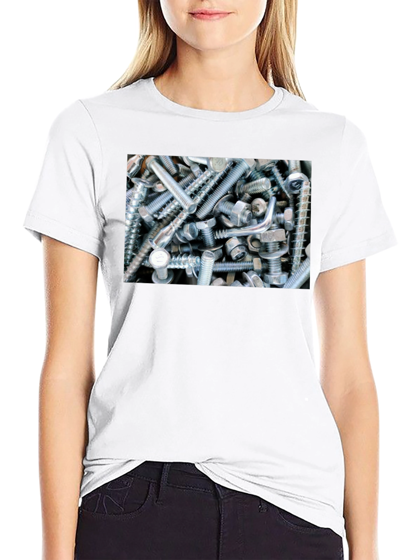 Black Bolts and Nuts Graphic Tee view 9